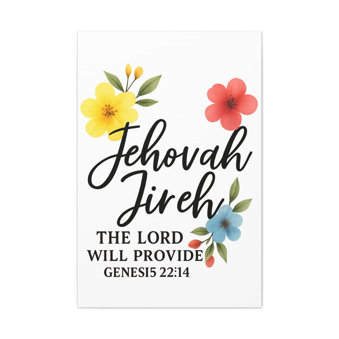 Jehova Jireh Wall Art – Genesis 24:14 Scripture Print for Home Decor Matte Canvas, Stretched, 1.25"