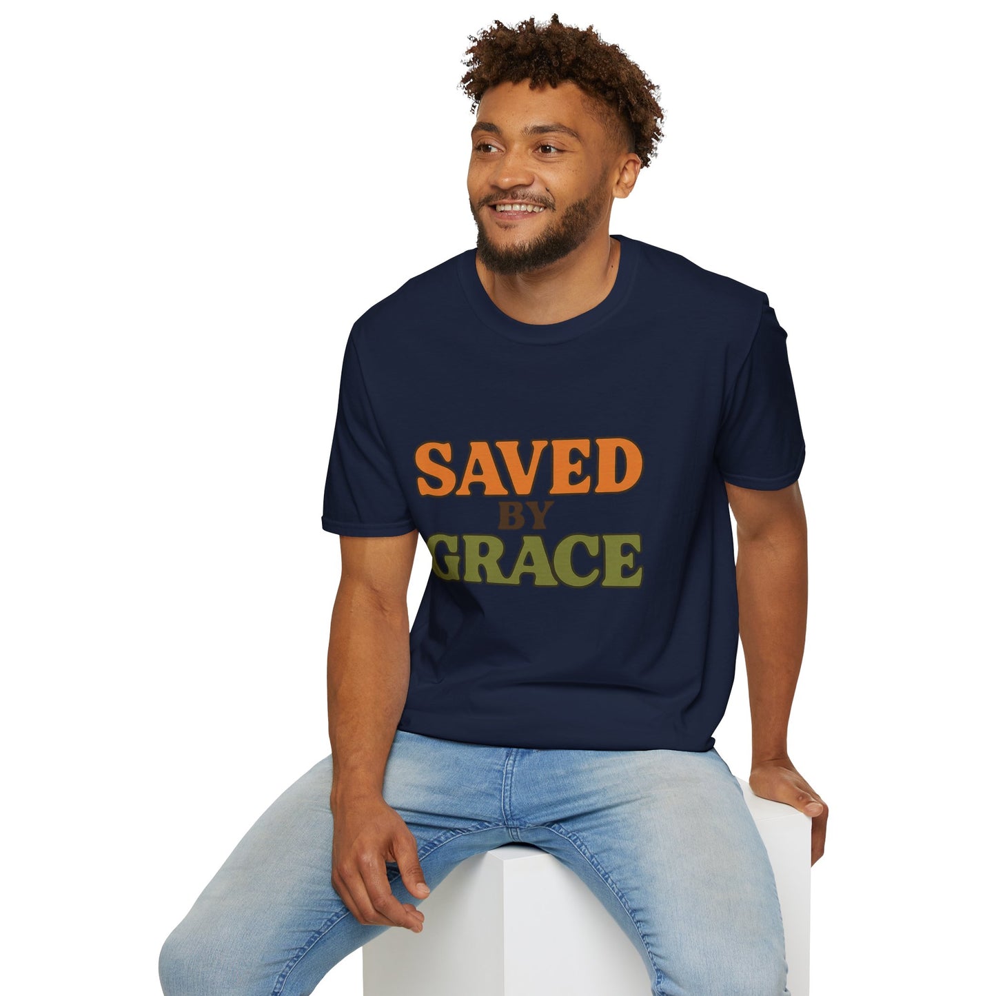 Saved by Grace Christian T-Shirt – Softstyle Faith Tee for Women & Men.