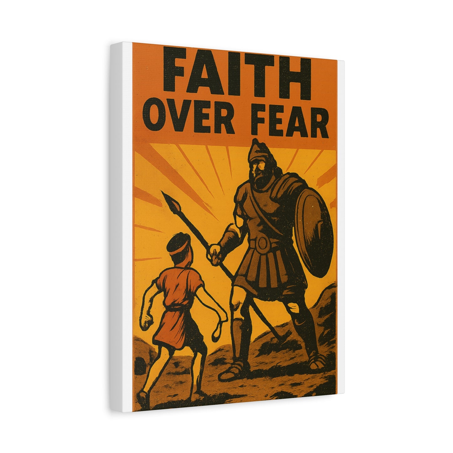 David and Goliath Wall Art | Faith Over Fear Christian Poster.