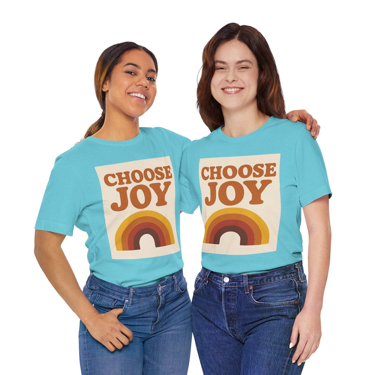 Retro Rainbow Choose Joy Tee, Unisex T-Shirt, Positive Vibes Shirt, Gift for Her, Summer Clothing, Joyful Apparel