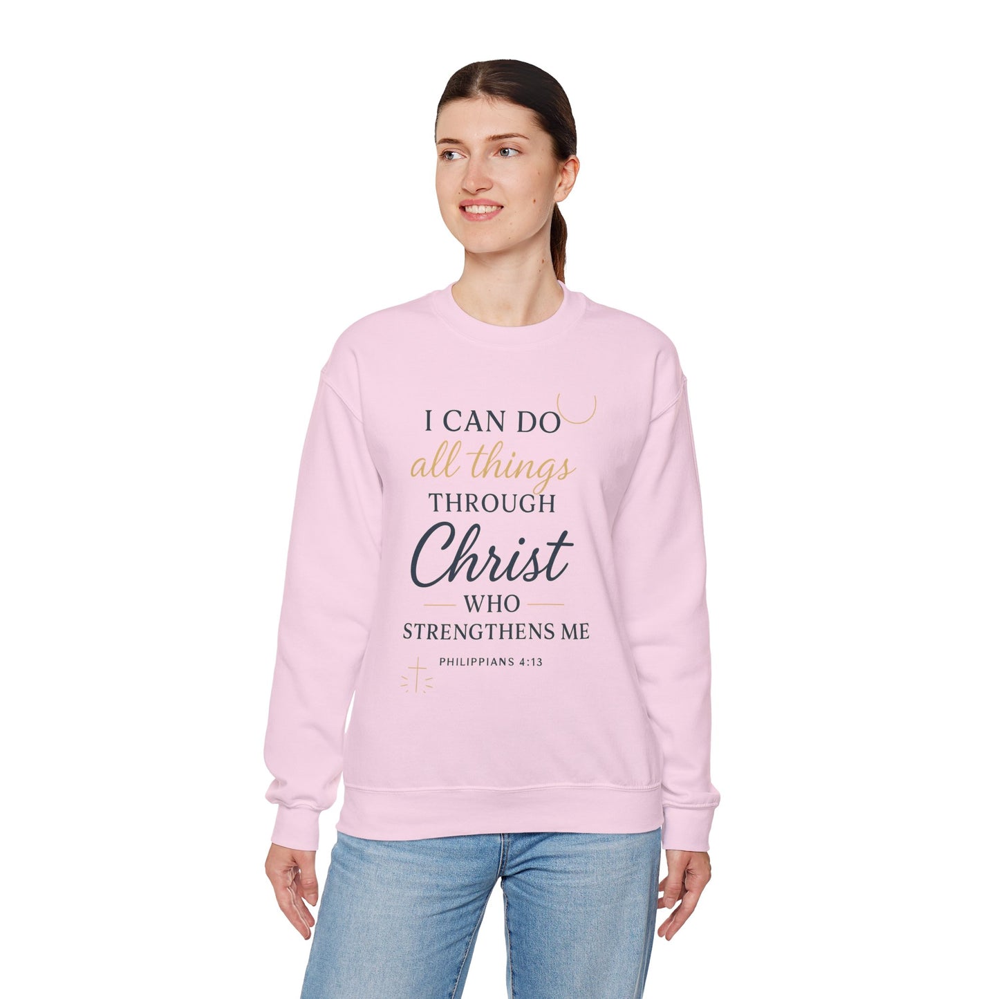 Inspirational Christian Sweatshirt | I Can Do All Things Through Christ | Unisex Crewneck | Faith-Based Gift