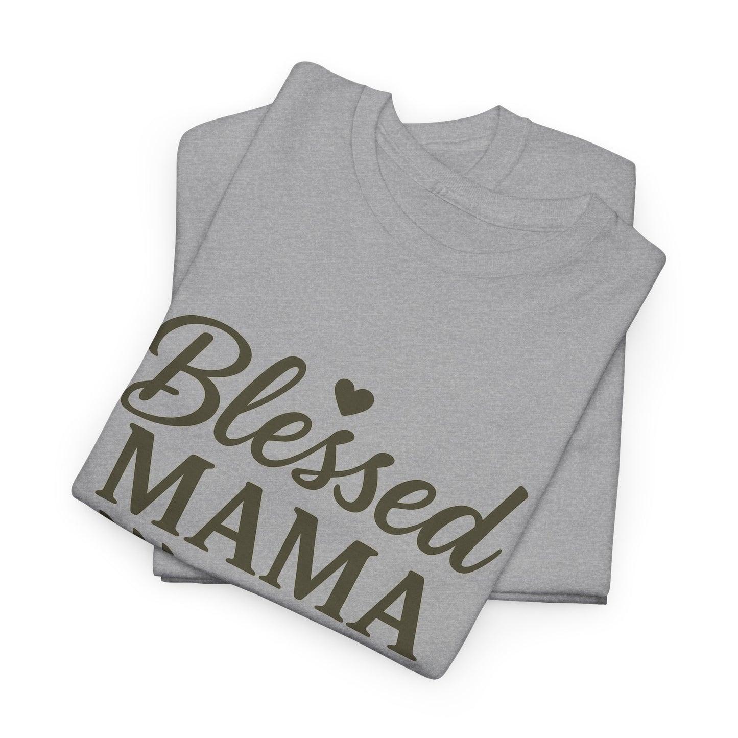 Blessed Mama Heavy Cotton Tee – Christian Faith Shirt for Moms | Soft & Stylish Everyday Wear