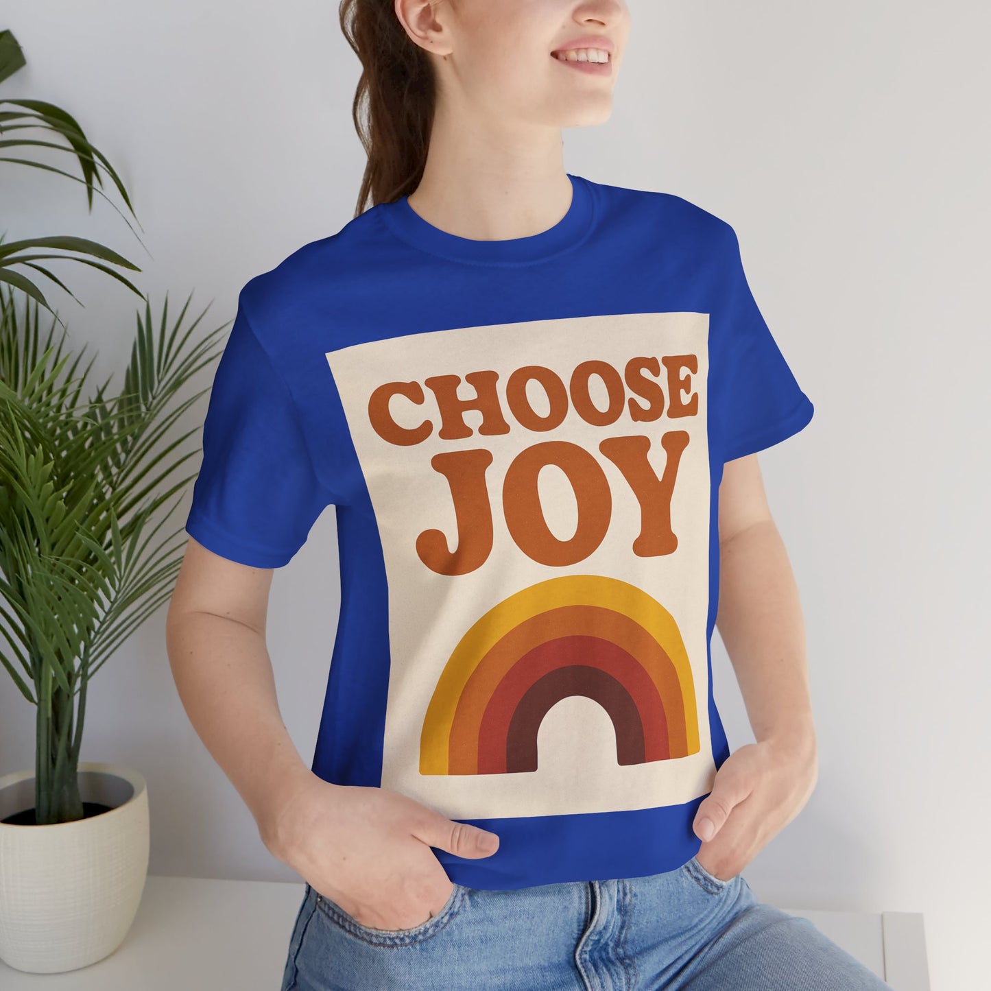 Retro Rainbow Choose Joy Tee, Unisex T-Shirt, Positive Vibes Shirt, Gift for Her, Summer Clothing, Joyful Apparel