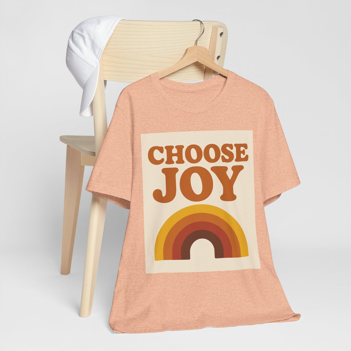 Retro Rainbow Choose Joy Tee, Unisex T-Shirt, Positive Vibes Shirt, Gift for Her, Summer Clothing, Joyful Apparel