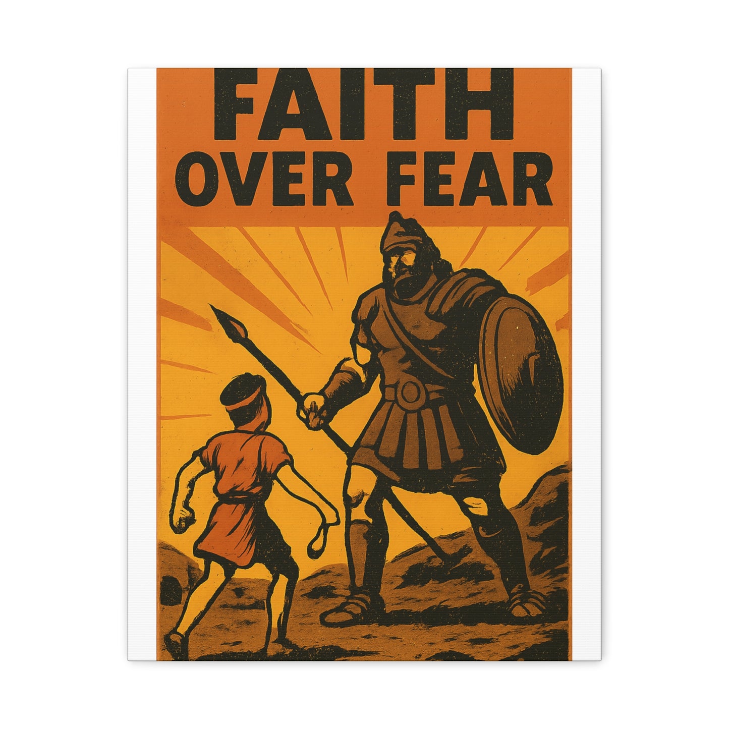 David and Goliath Wall Art | Faith Over Fear Christian Poster.