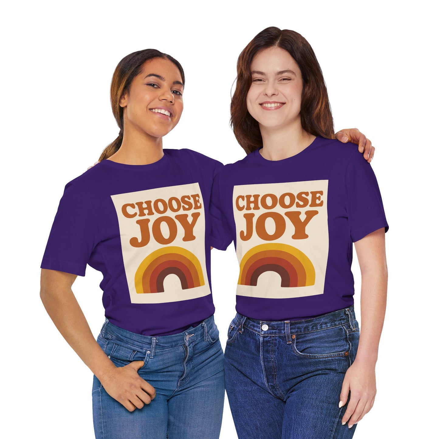 Retro Rainbow Choose Joy Tee, Unisex T-Shirt, Positive Vibes Shirt, Gift for Her, Summer Clothing, Joyful Apparel