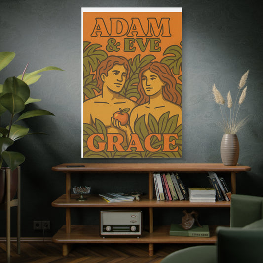 Adam and Eve Christian Wall Art – Vintage Bible Story Print for Faith-Inspired Decor.