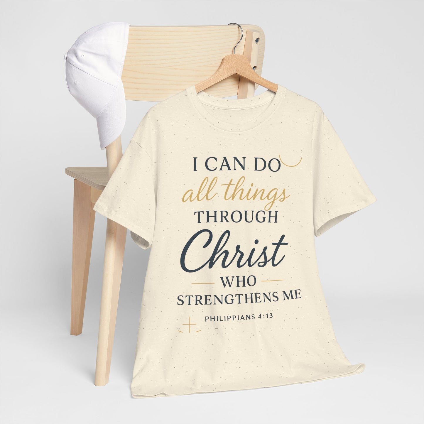 Inspirational Christian T-Shirt, I can do all things through christ -Motivational Quote Tee, Faith-Based Apparel, Bible Verse Shirt, Perfect Gift for Believers