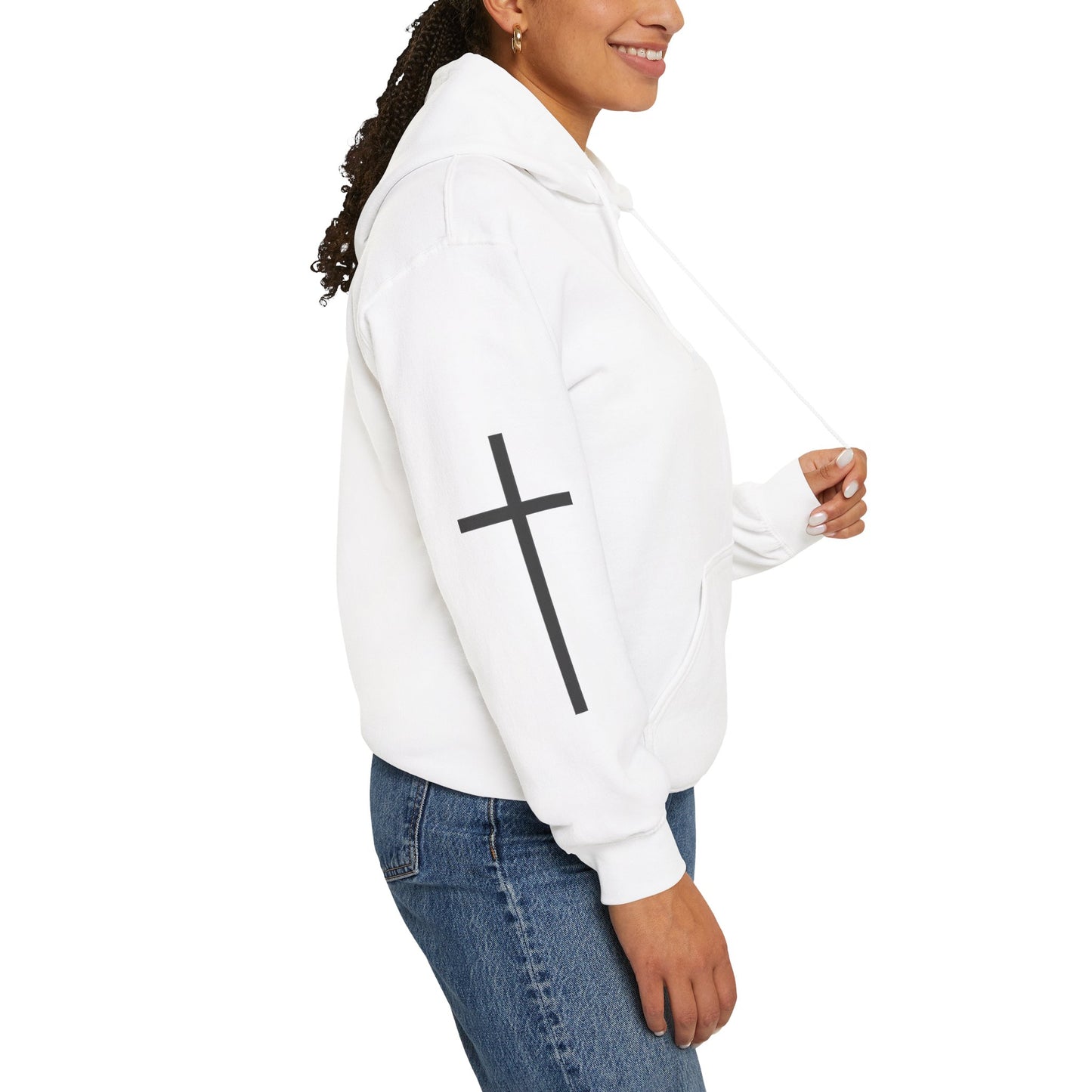 Cross Sleeve Unisex Hoodie | Faith Apparel | Heavy Blend Sweatshirt