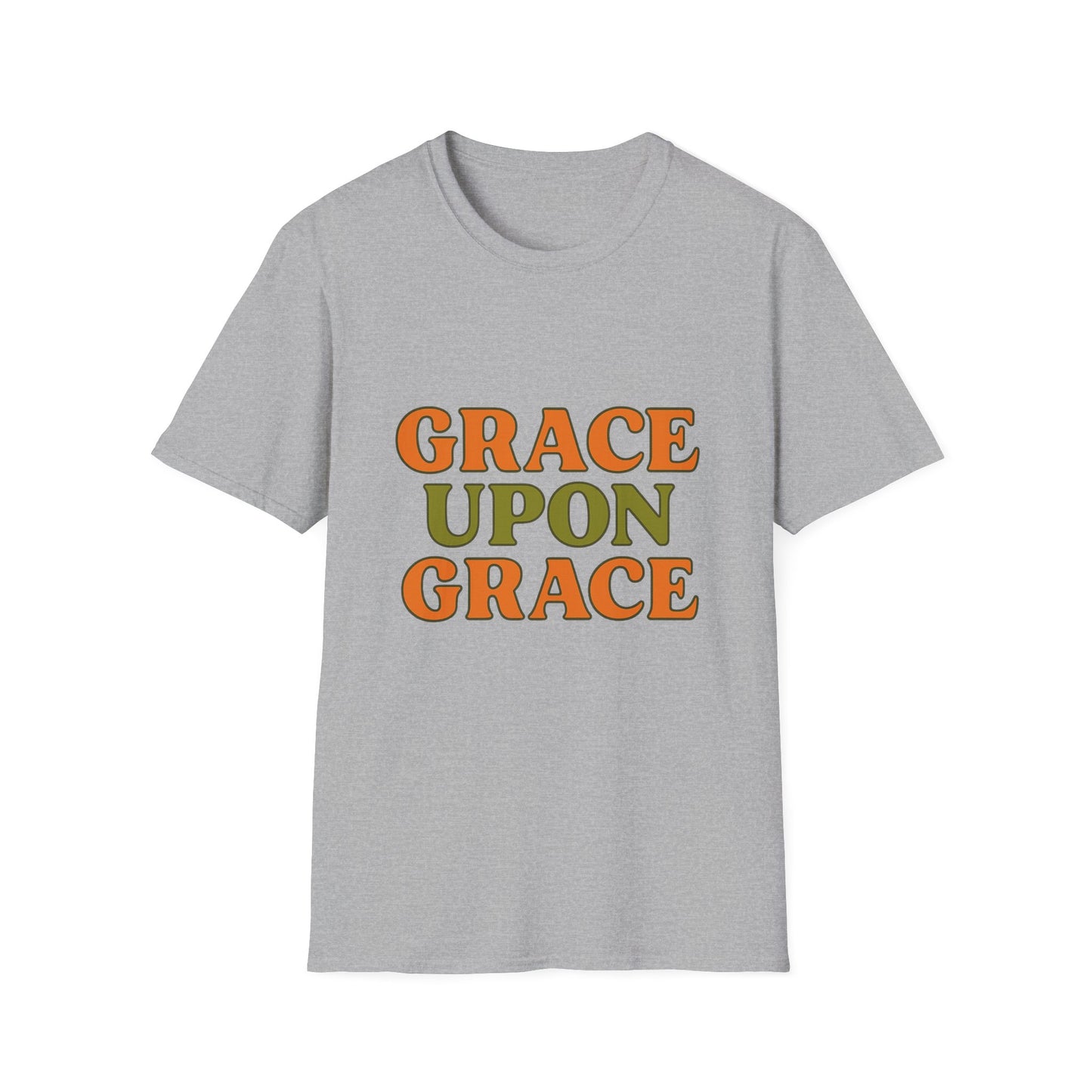 Grace Upon Grace Christian T-Shirt – Softstyle Jesus-Inspired Faith Tee for Women & Men.