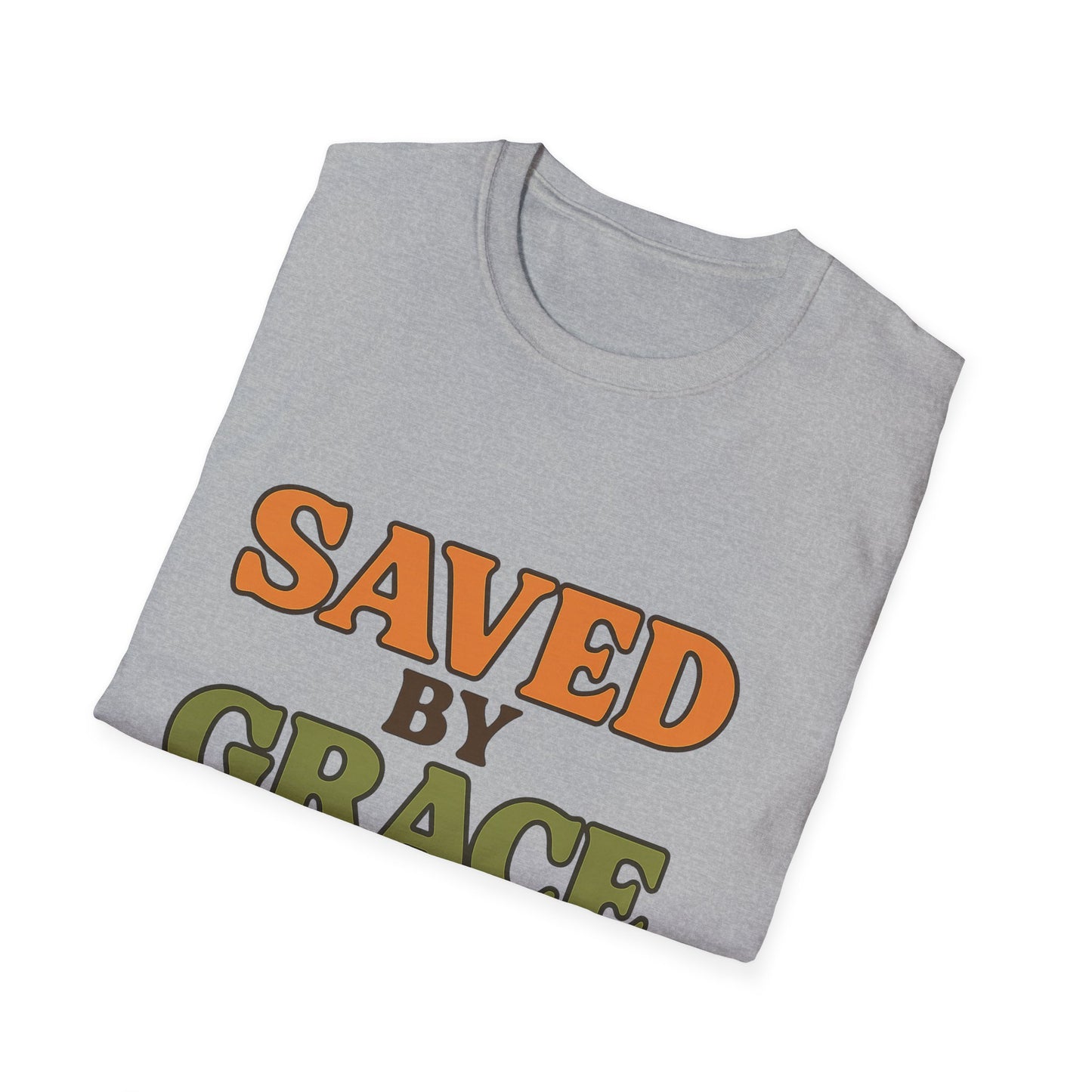 Saved by Grace Christian T-Shirt – Softstyle Faith Tee for Women & Men.