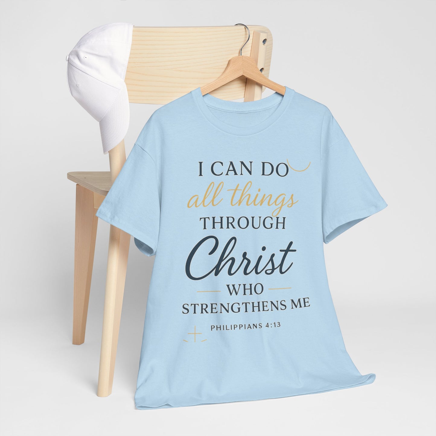 Inspirational Christian T-Shirt, I can do all things through christ -Motivational Quote Tee, Faith-Based Apparel, Bible Verse Shirt, Perfect Gift for Believers