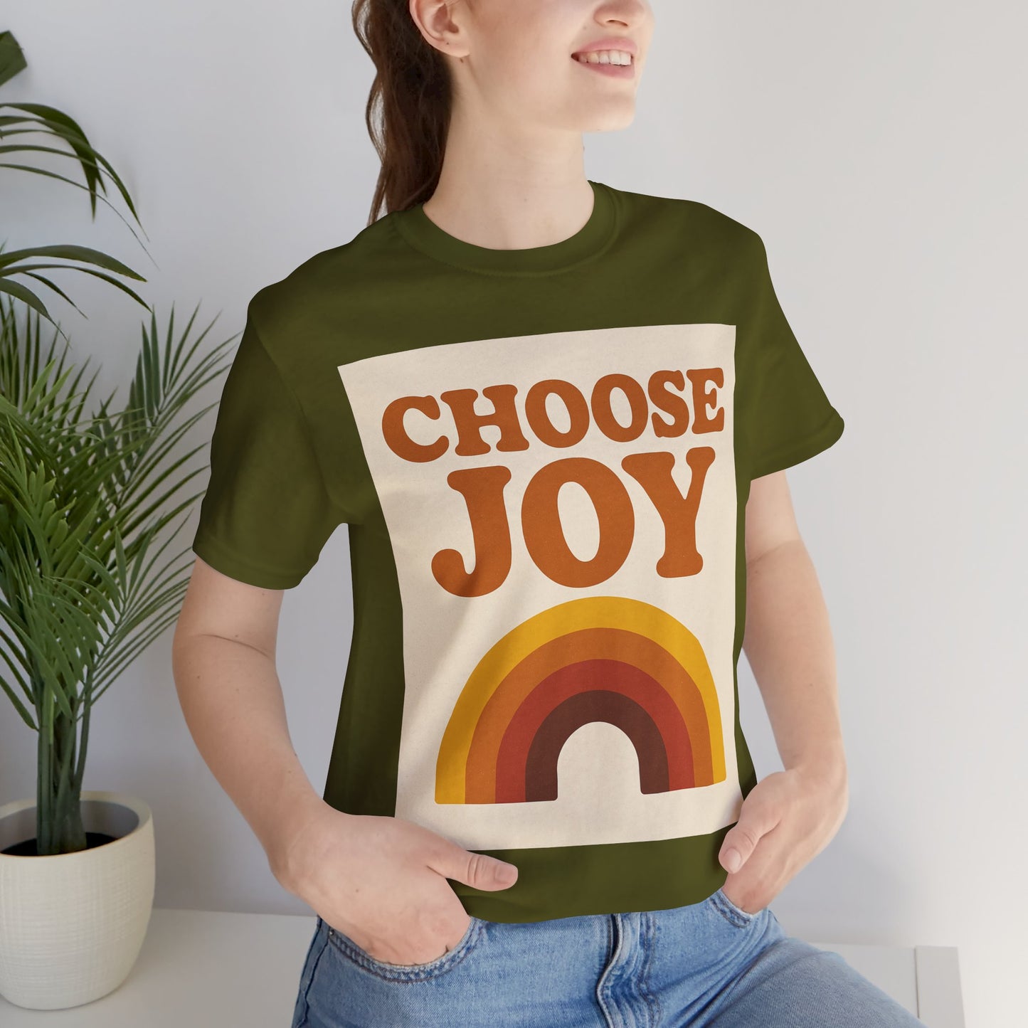 Retro Rainbow Choose Joy Tee, Unisex T-Shirt, Positive Vibes Shirt, Gift for Her, Summer Clothing, Joyful Apparel