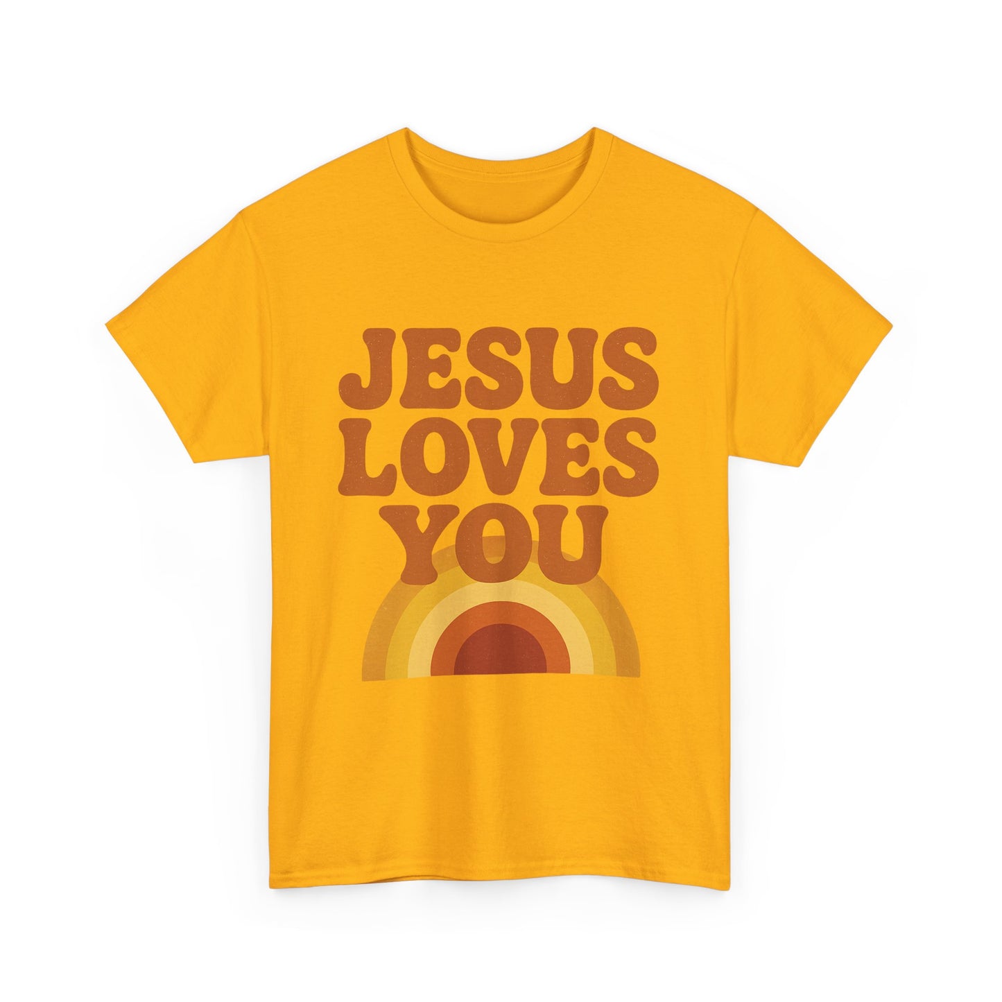 Jesus Loves You Rainbow Unisex Heavy Cotton Tee, Christian T-Shirt, Gift for Believers, Faith Apparel, Casual Wear, Spiritual Top