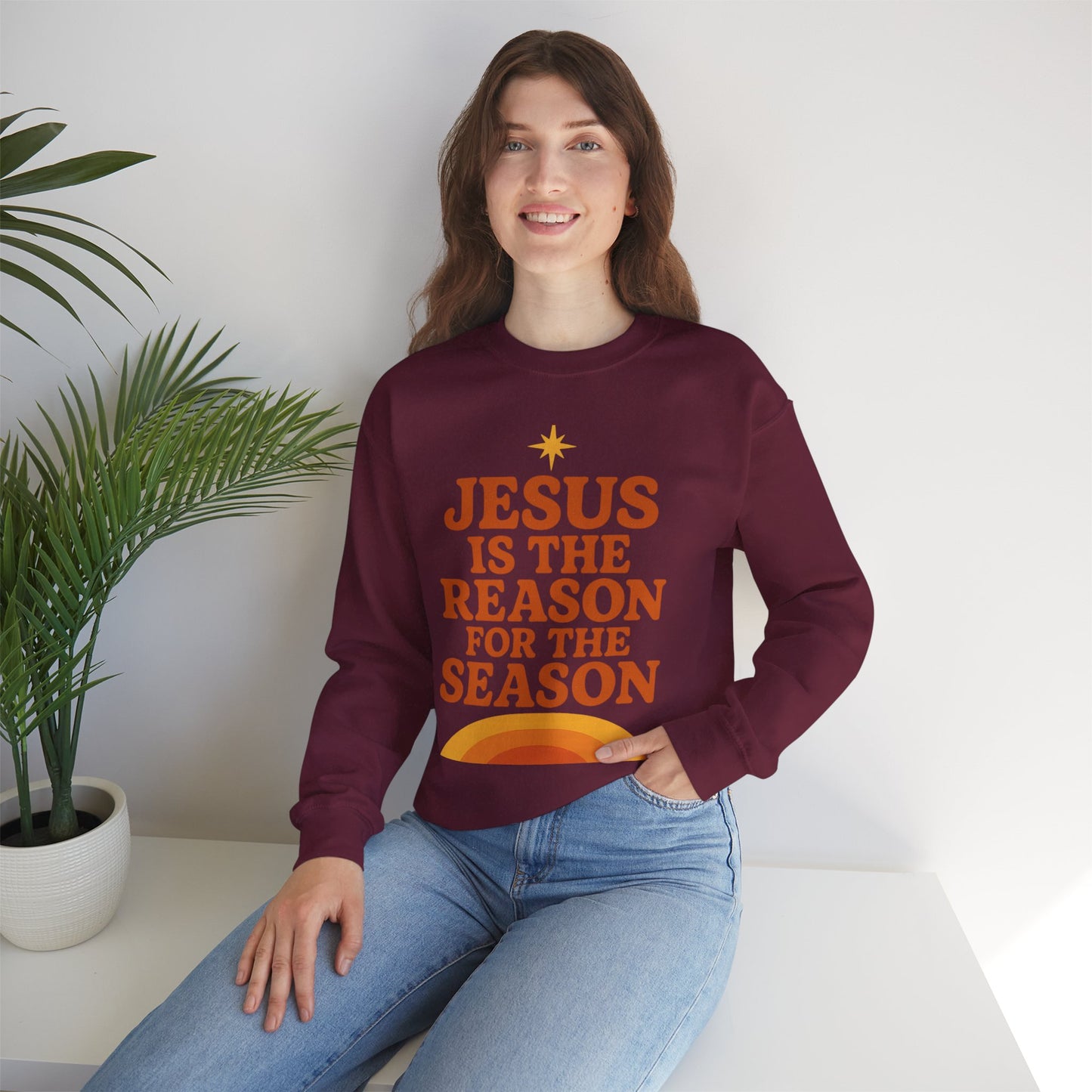 Jesus Is the Reason for the Season – Retro Unisex Christian Christmas Sweatshirt