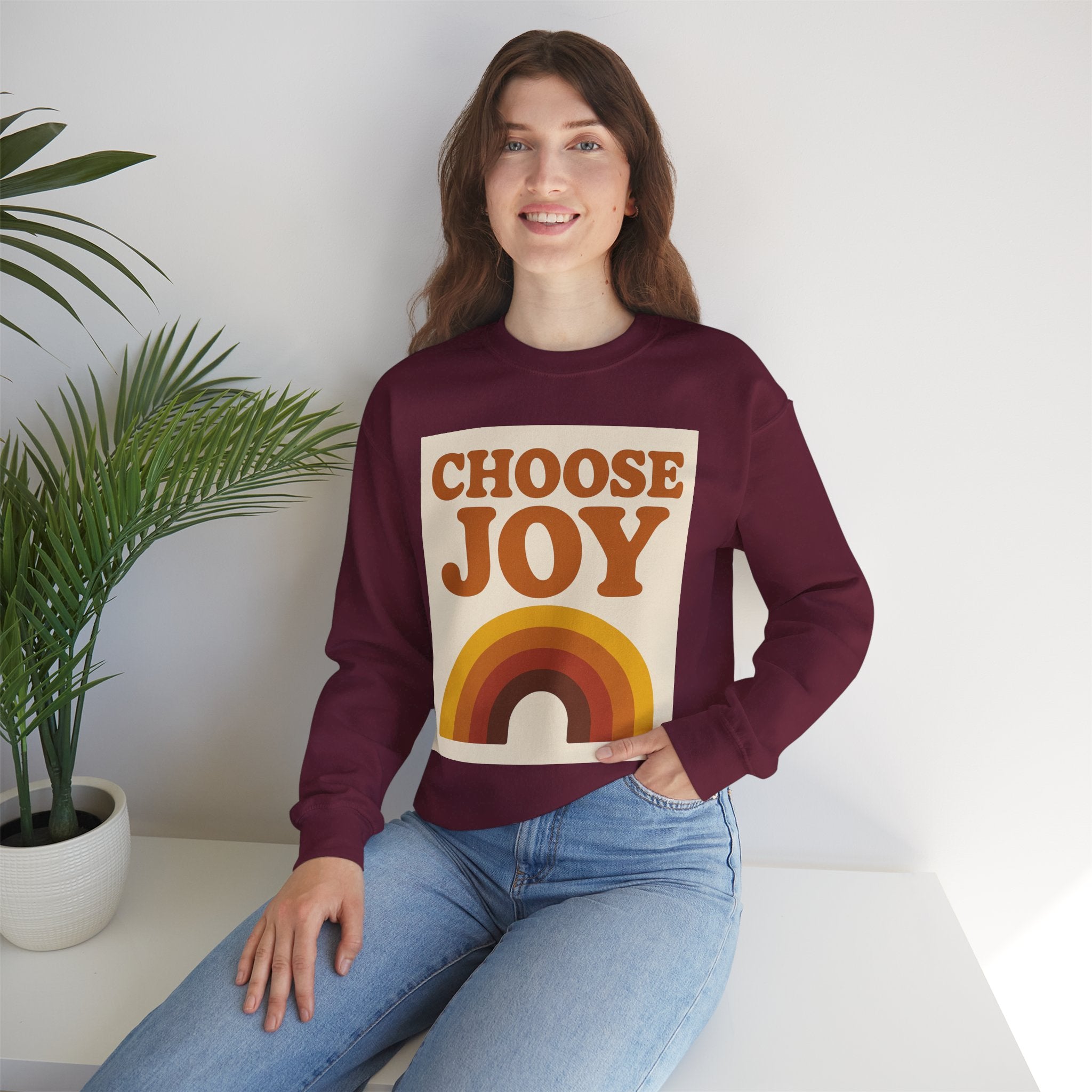 Choose Joy Rainbow Crewneck Sweatshirt, Unisex Sweatshirt, Motivational Gift, Cozy Layer, Fall Fashion, Positive Vibes