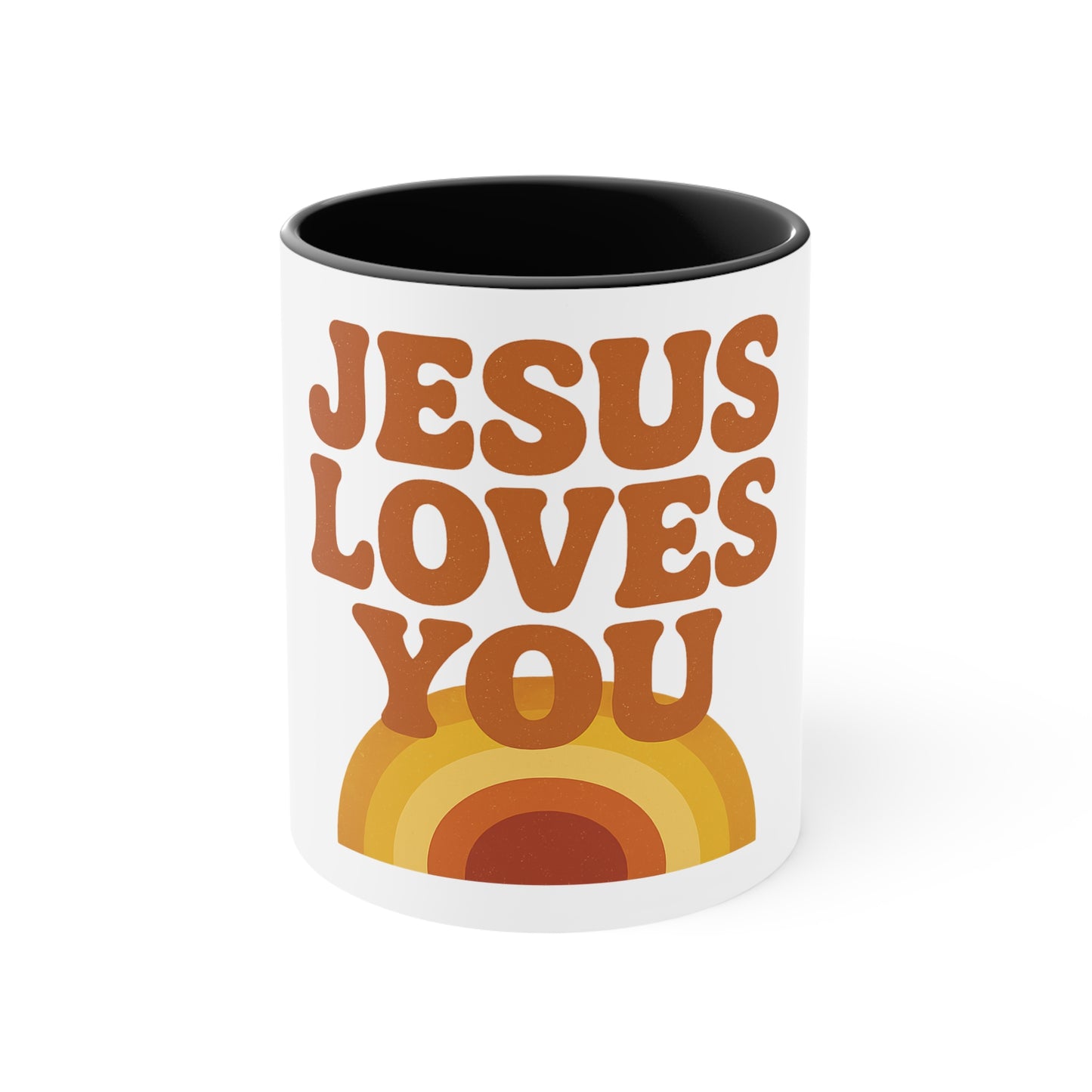 Retro Jesus Loves You Mug - Inspirational Coffee Cup, Gift for Friends, Faith-Based Decor, Christian Gifts, Pastel Pink Accent