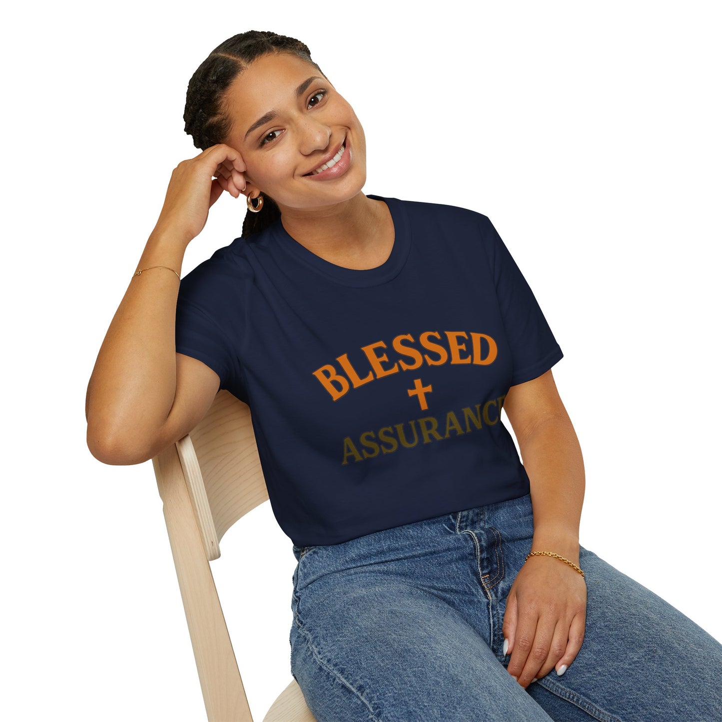 Blessed Assurance Christian T-Shirt – Softstyle Hymn-Inspired Faith Tee for Women & Men.