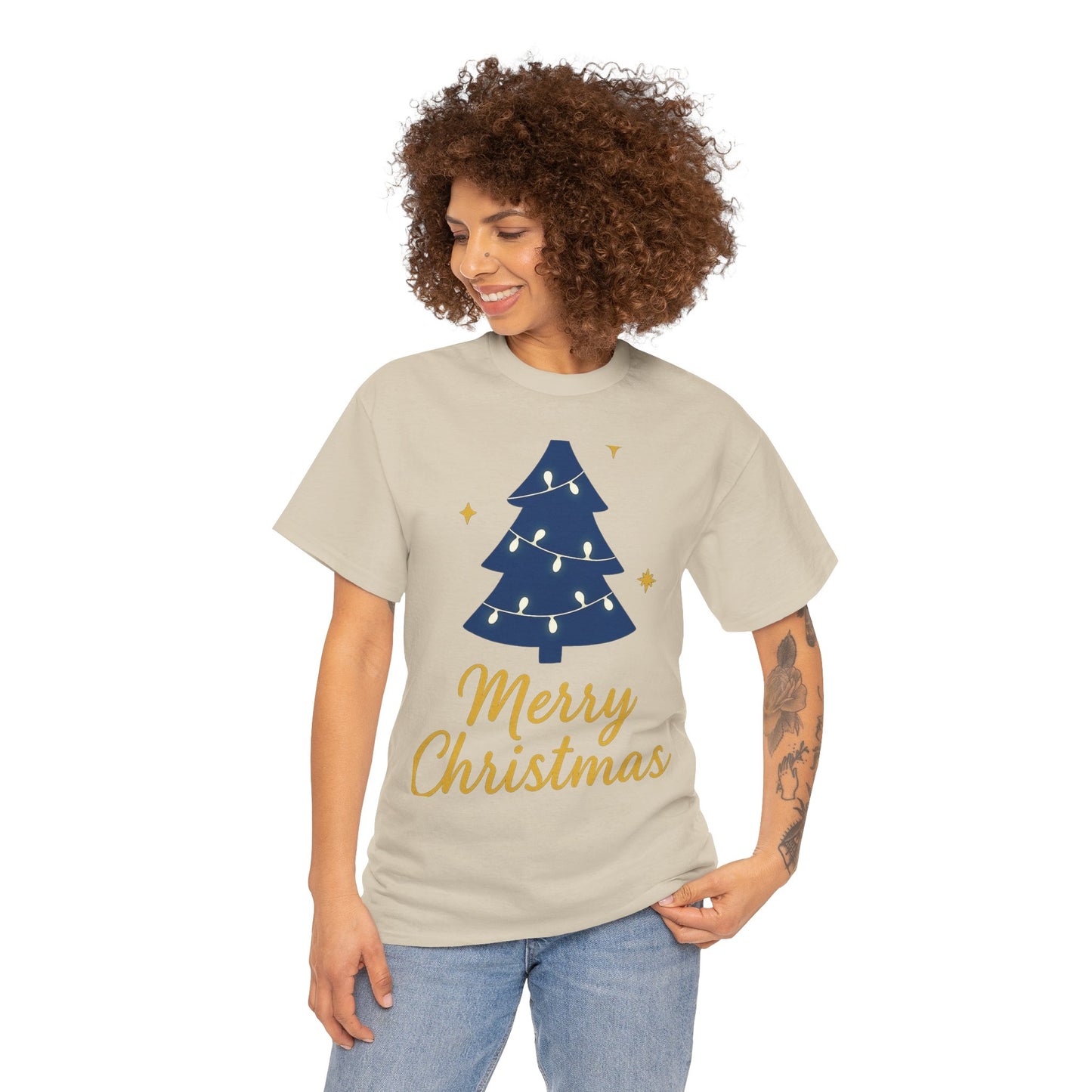 Merry Christmas Unisex Heavy Cotton Tee – Faith-Inspired Holiday Shirt