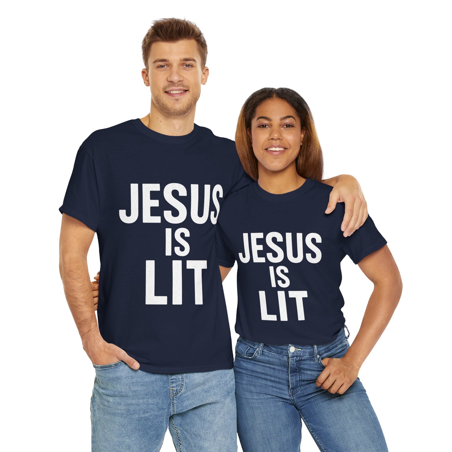 Jesus Is Lit Heavy Cotton Tee | Bold Christian Streetwear