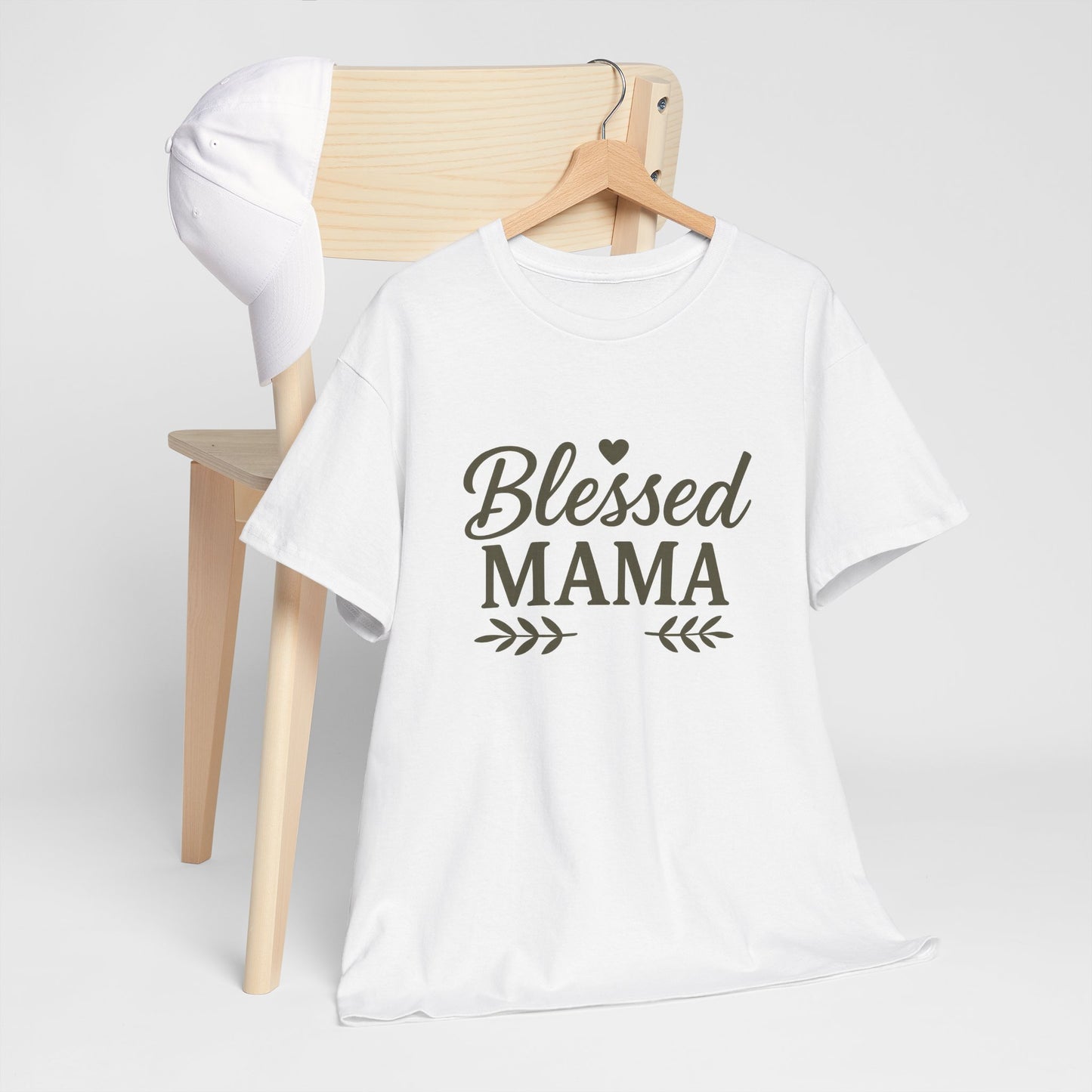 Blessed Mama Heavy Cotton Tee – Christian Faith Shirt for Moms | Soft & Stylish Everyday Wear
