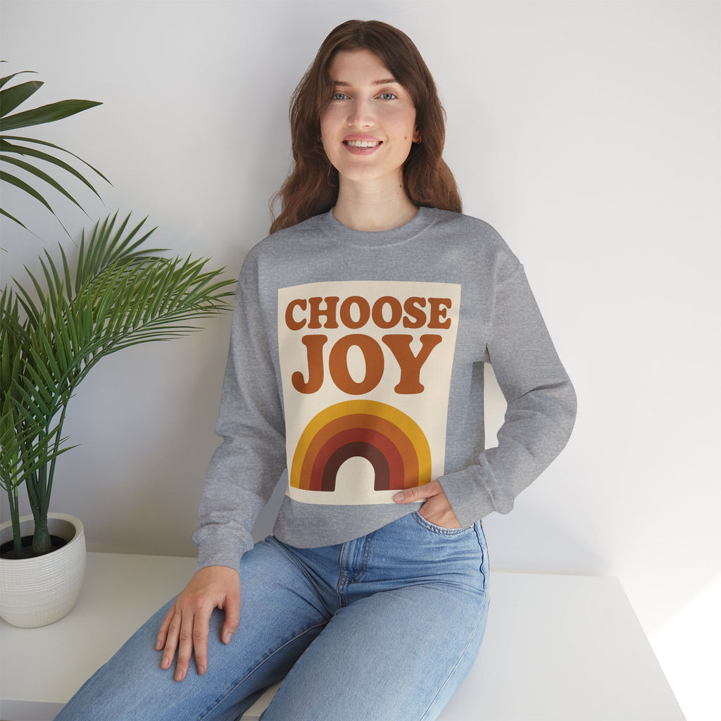 Choose Joy Rainbow Crewneck Sweatshirt, Unisex Sweatshirt, Motivational Gift, Cozy Layer, Fall Fashion, Positive Vibes