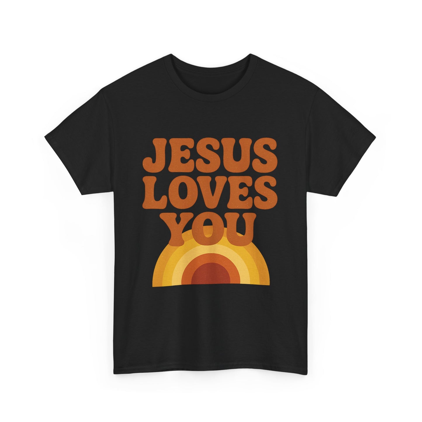 Jesus Loves You Rainbow Unisex Heavy Cotton Tee, Christian T-Shirt, Gift for Believers, Faith Apparel, Casual Wear, Spiritual Top