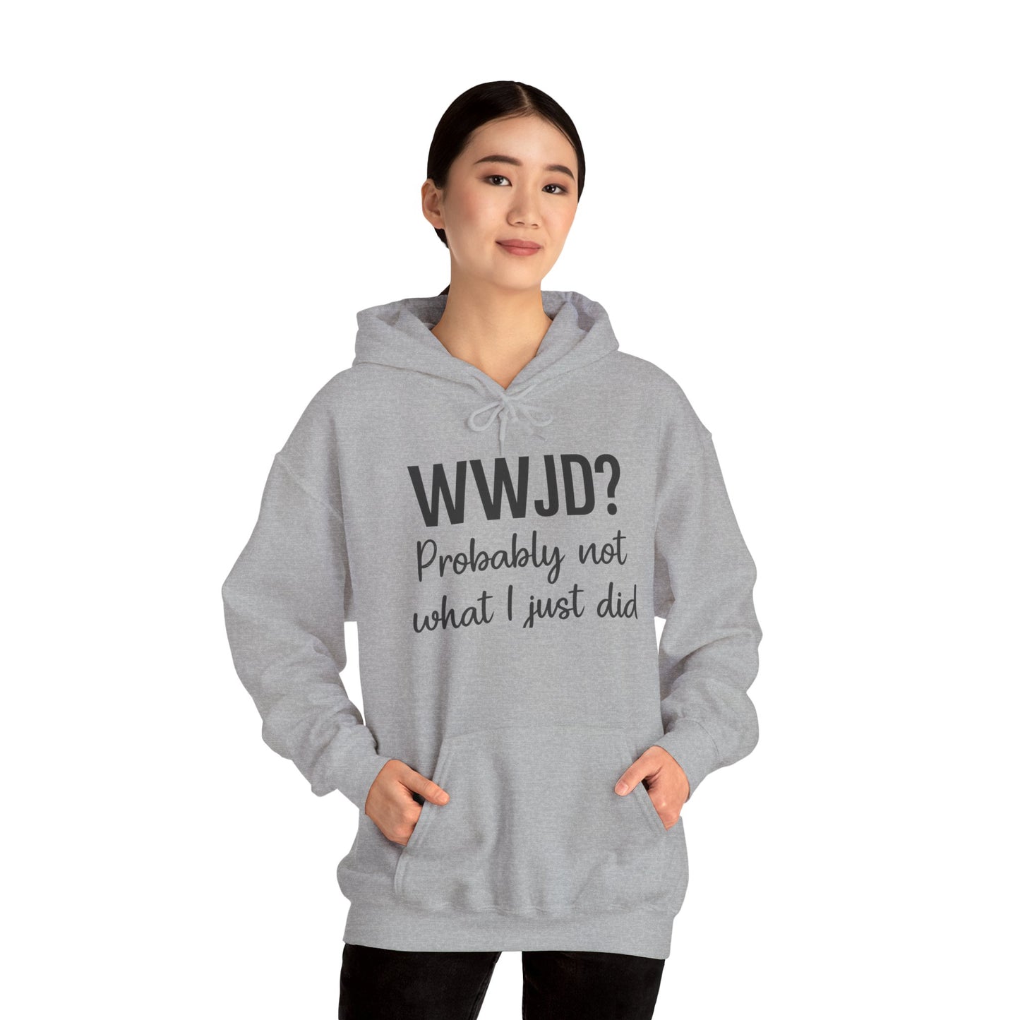 WWJD Hoodie – Funny Christian Sweatshirt with Relatable Faith Humor.