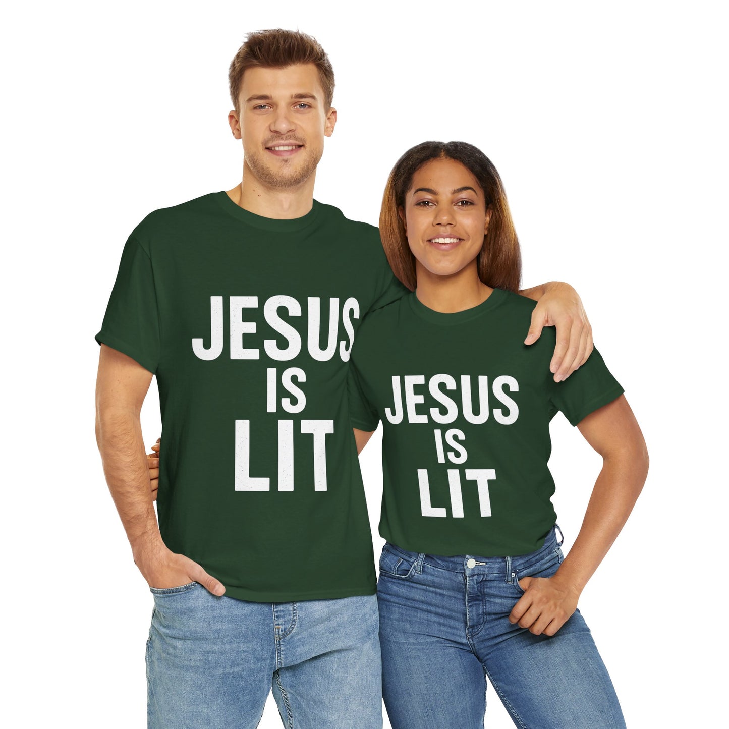 Jesus Is Lit Heavy Cotton Tee | Bold Christian Streetwear
