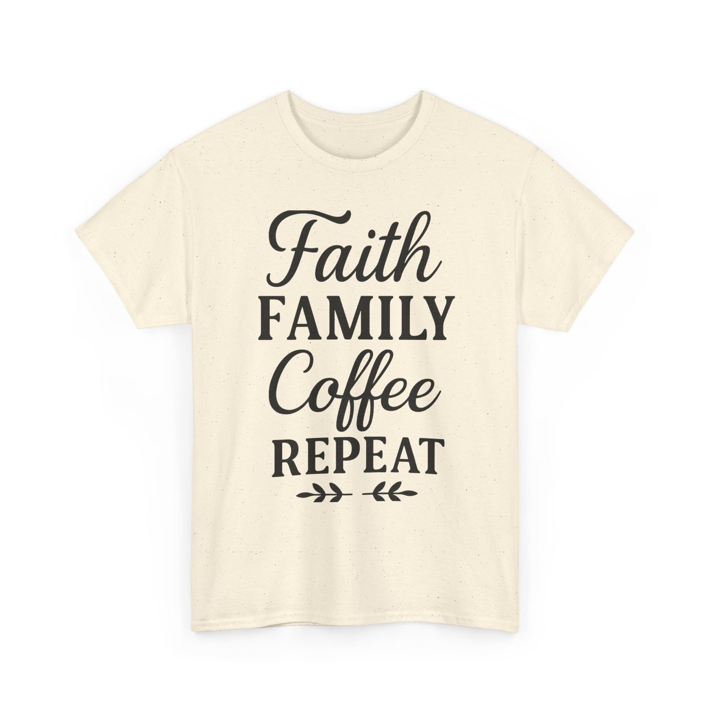 Faith Family Coffee Repeat Unisex Heavy Cotton Tee – Christian Lifestyle Shirt for Everyday Inspiration