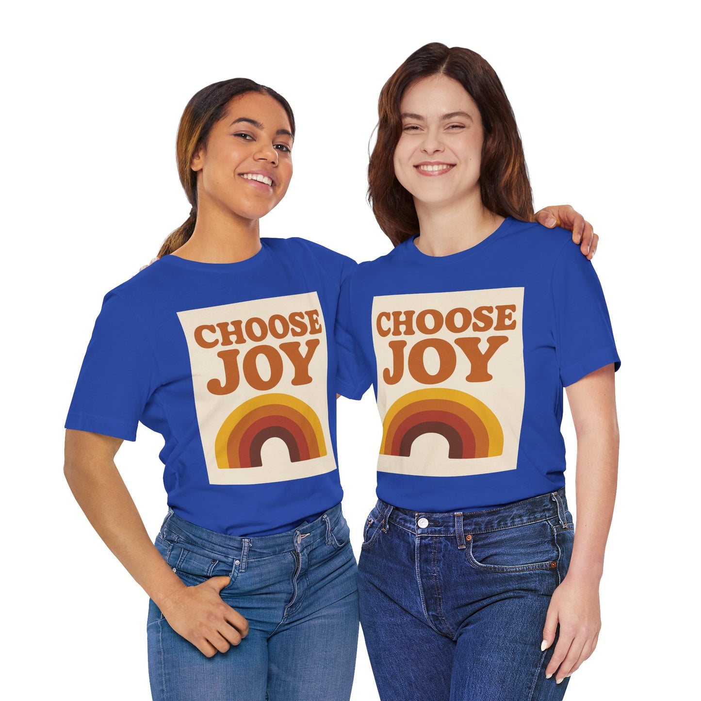Retro Rainbow Choose Joy Tee, Unisex T-Shirt, Positive Vibes Shirt, Gift for Her, Summer Clothing, Joyful Apparel