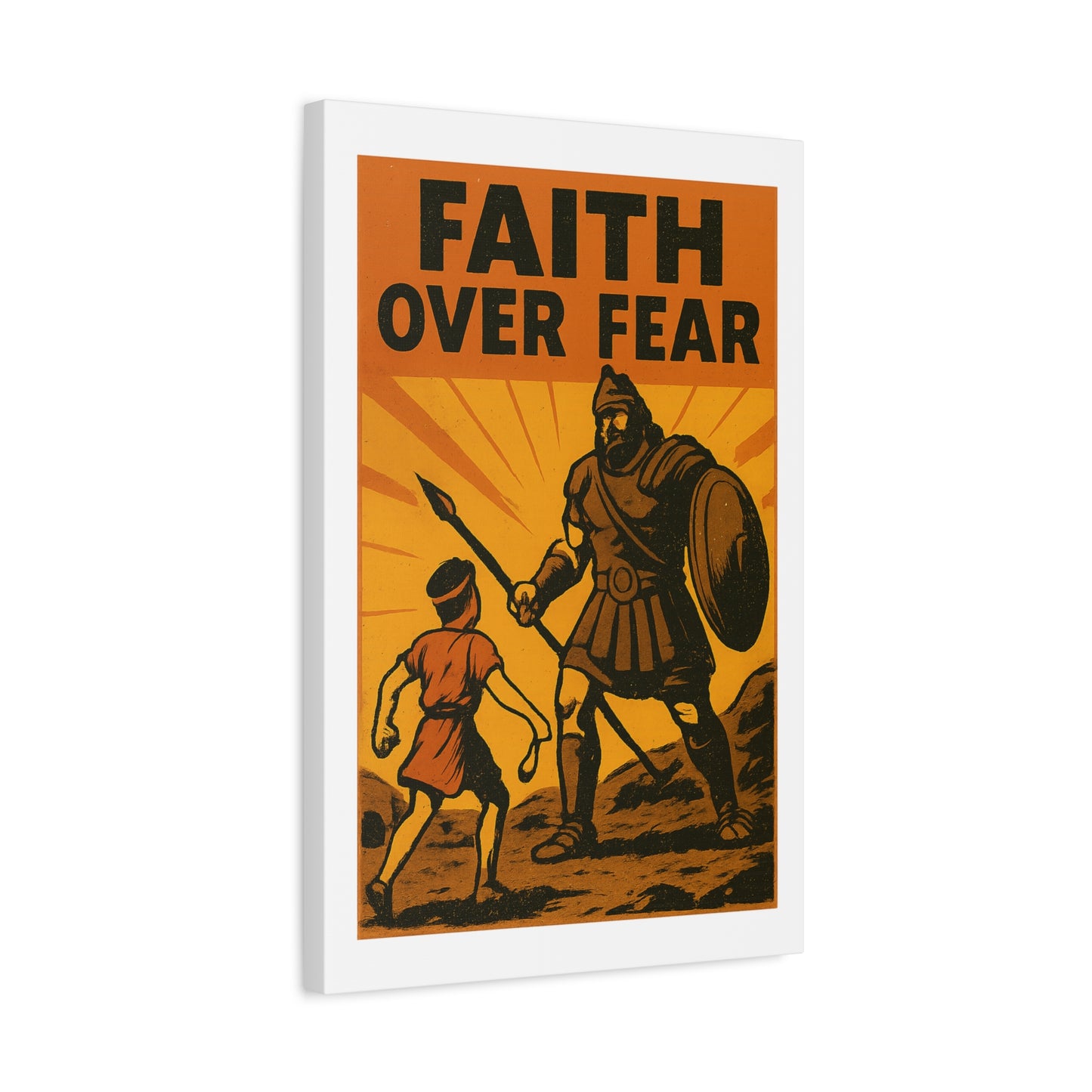 David and Goliath Wall Art | Faith Over Fear Christian Poster.
