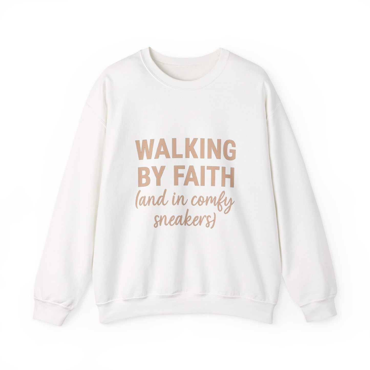 “Walking by Faith (and in Comfy Sneakers) Unisex Christian Sweatshirt”