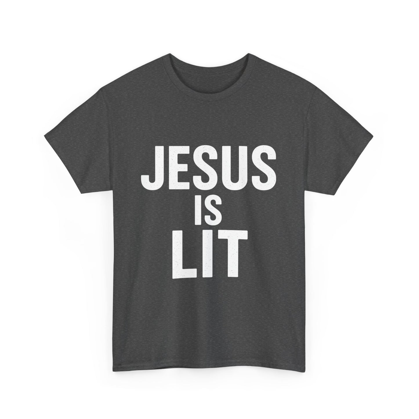 Jesus Is Lit Heavy Cotton Tee | Bold Christian Streetwear