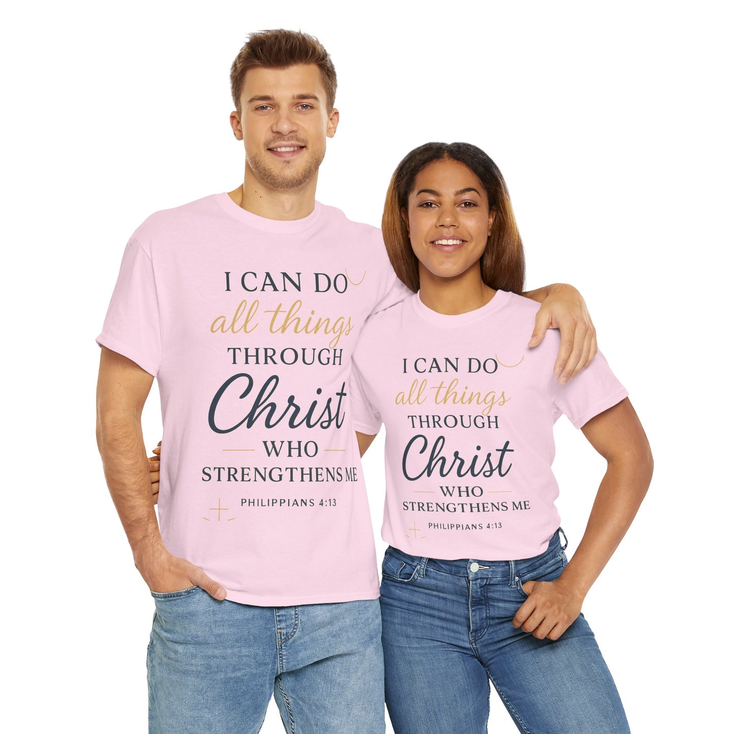 Inspirational Christian T-Shirt, I can do all things through christ -Motivational Quote Tee, Faith-Based Apparel, Bible Verse Shirt, Perfect Gift for Believers