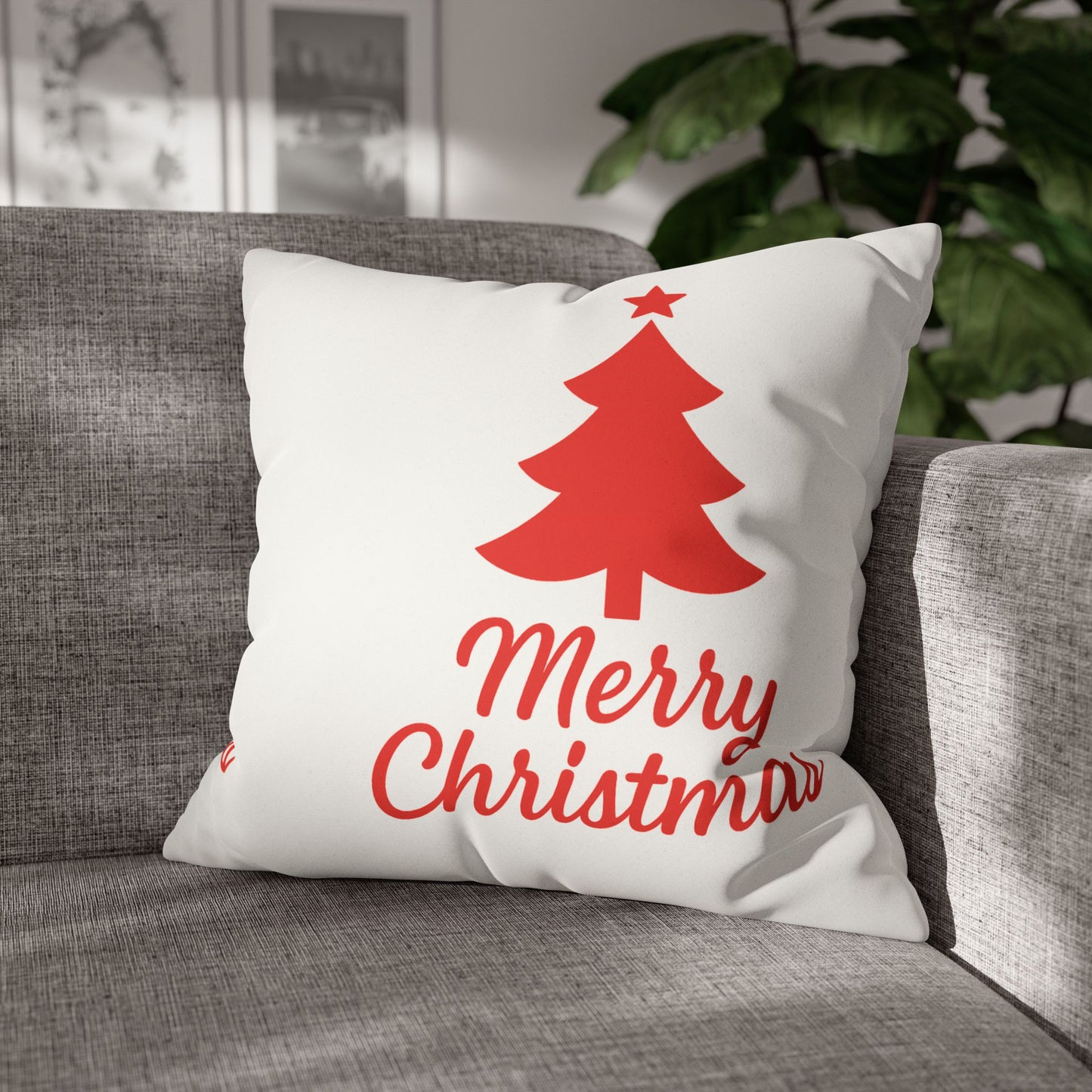 Merry Christmas Faux Suede Pillowcase