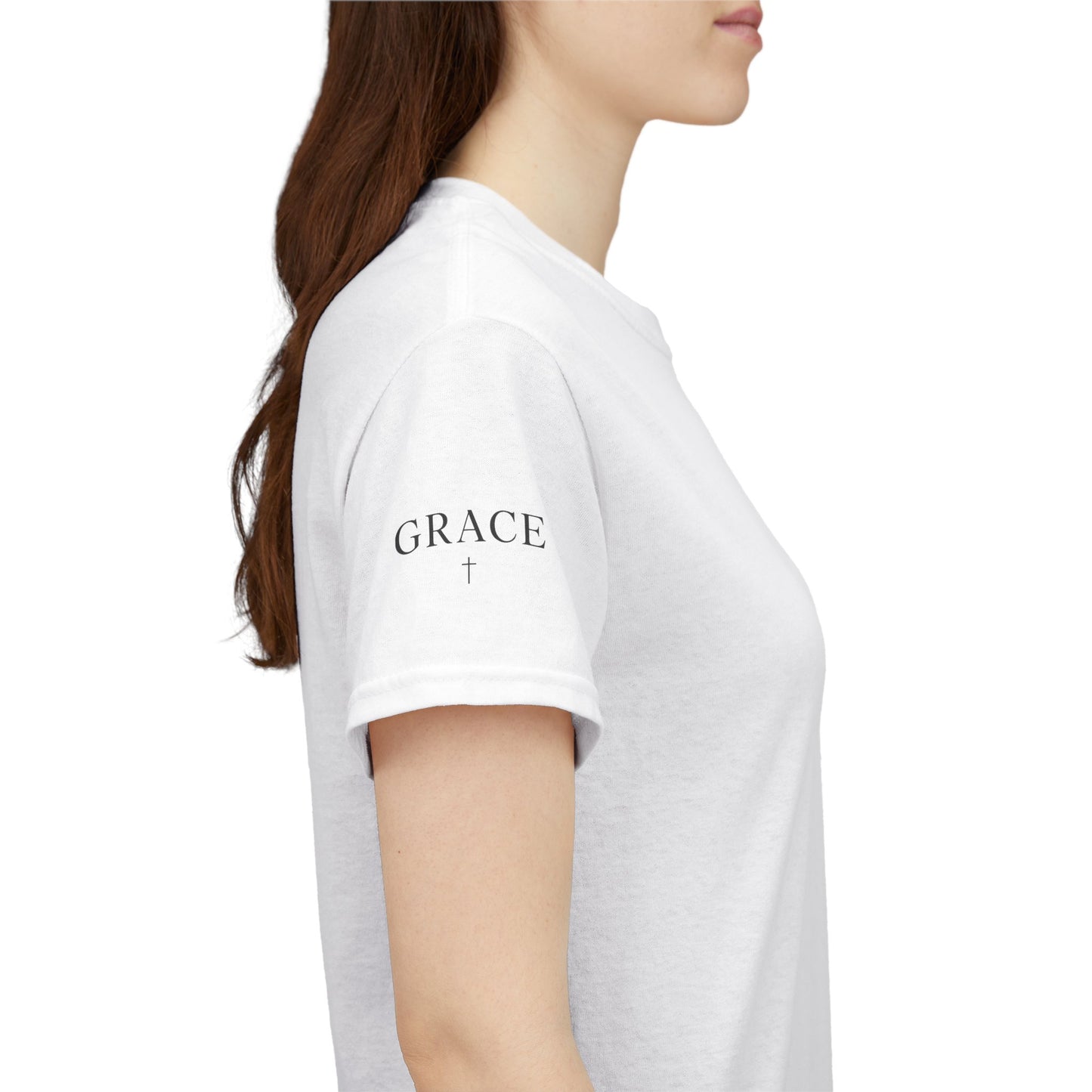 Grace Cross Sleeve Unisex Heavy Cotton T-Shirt | Faith Apparel
