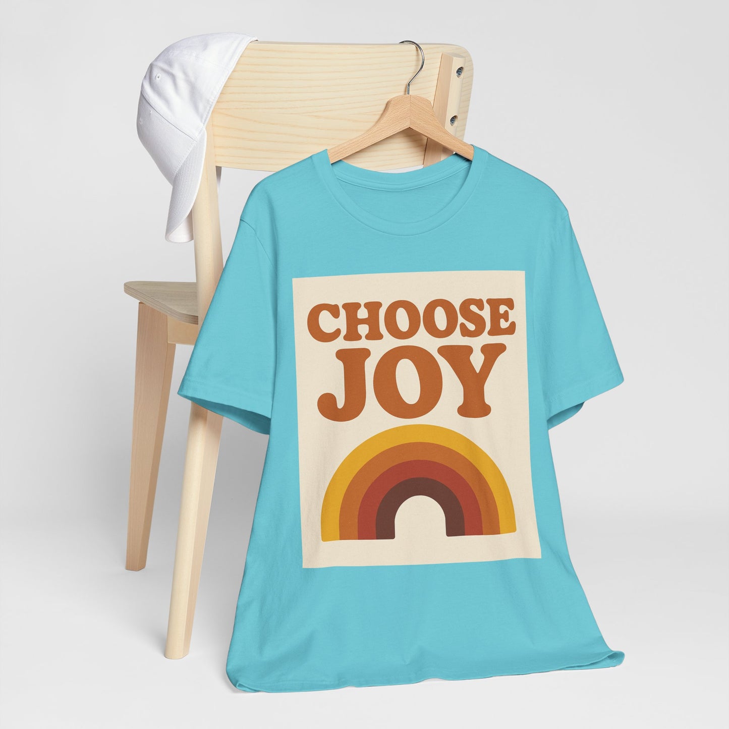 Retro Rainbow Choose Joy Tee, Unisex T-Shirt, Positive Vibes Shirt, Gift for Her, Summer Clothing, Joyful Apparel