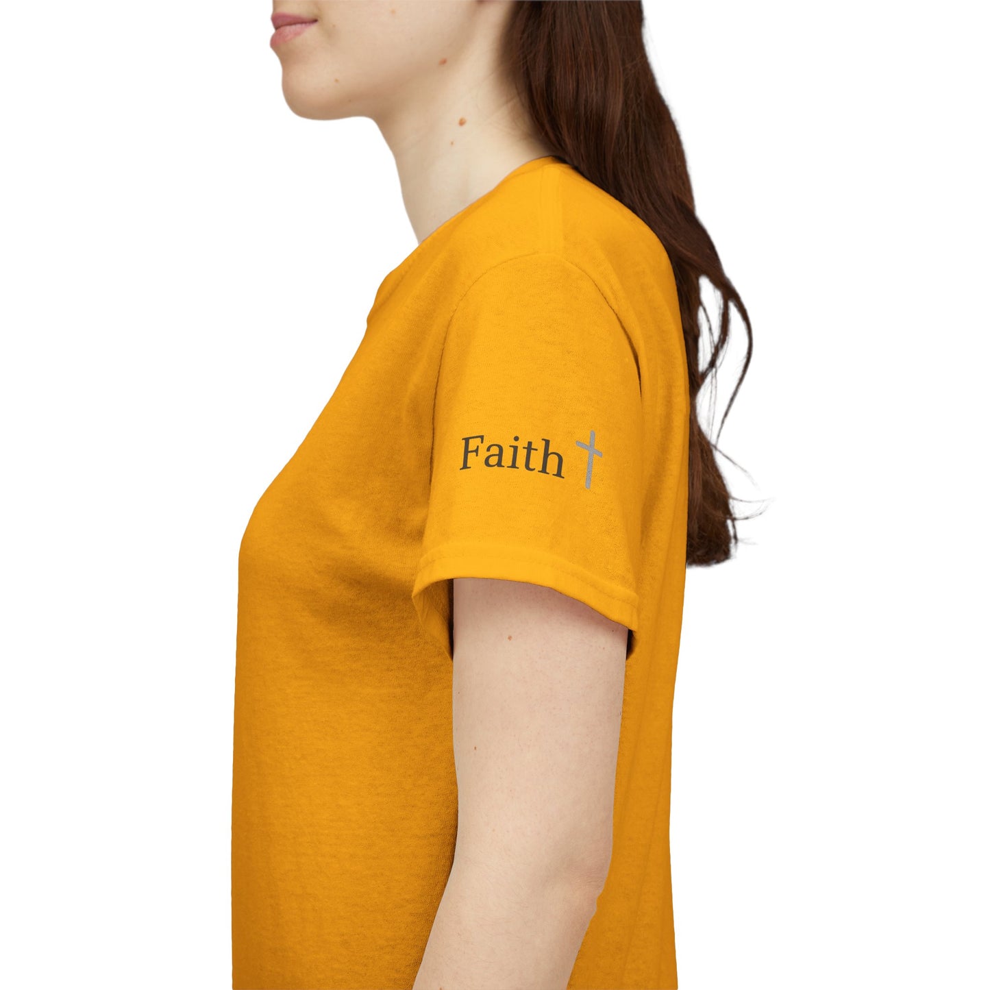 Faith Christian Heavy Cotton Tee with Cross Symbol – Unisex Inspirational T-Shirt