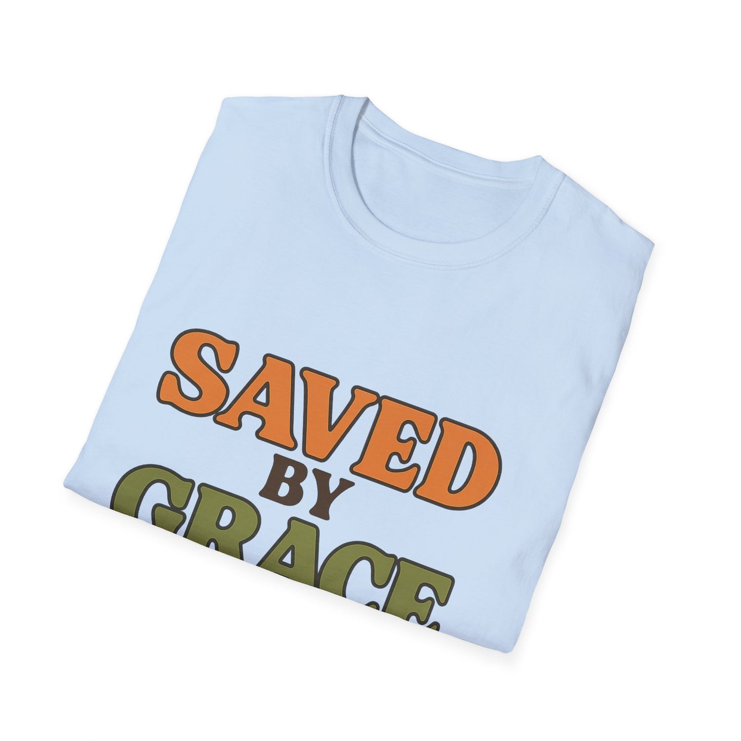 Saved by Grace Christian T-Shirt – Softstyle Faith Tee for Women & Men.