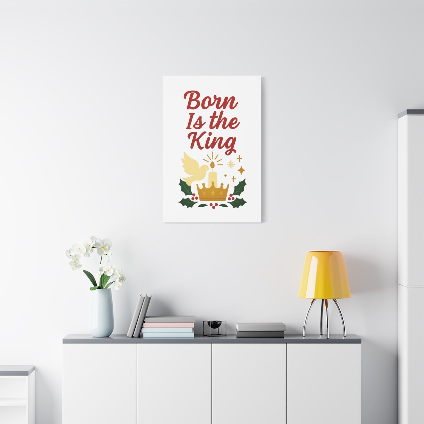 Born Is the King – Christian Christmas Canvas Wall Art for Holiday Decor.