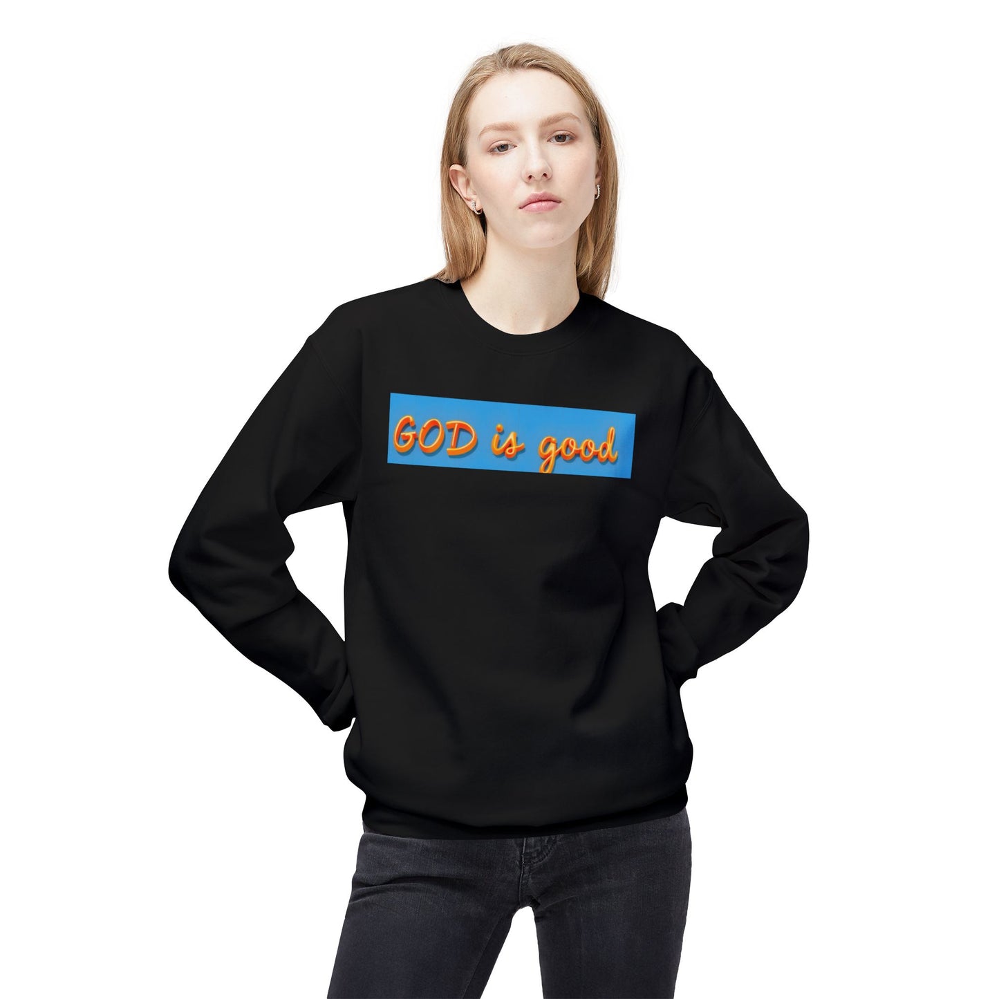 Inspirational Fleece Sweatshirt, Cozy Faith Crewneck, God is Good Apparel, Unisex Birthday Gift, Religious Winter Wear