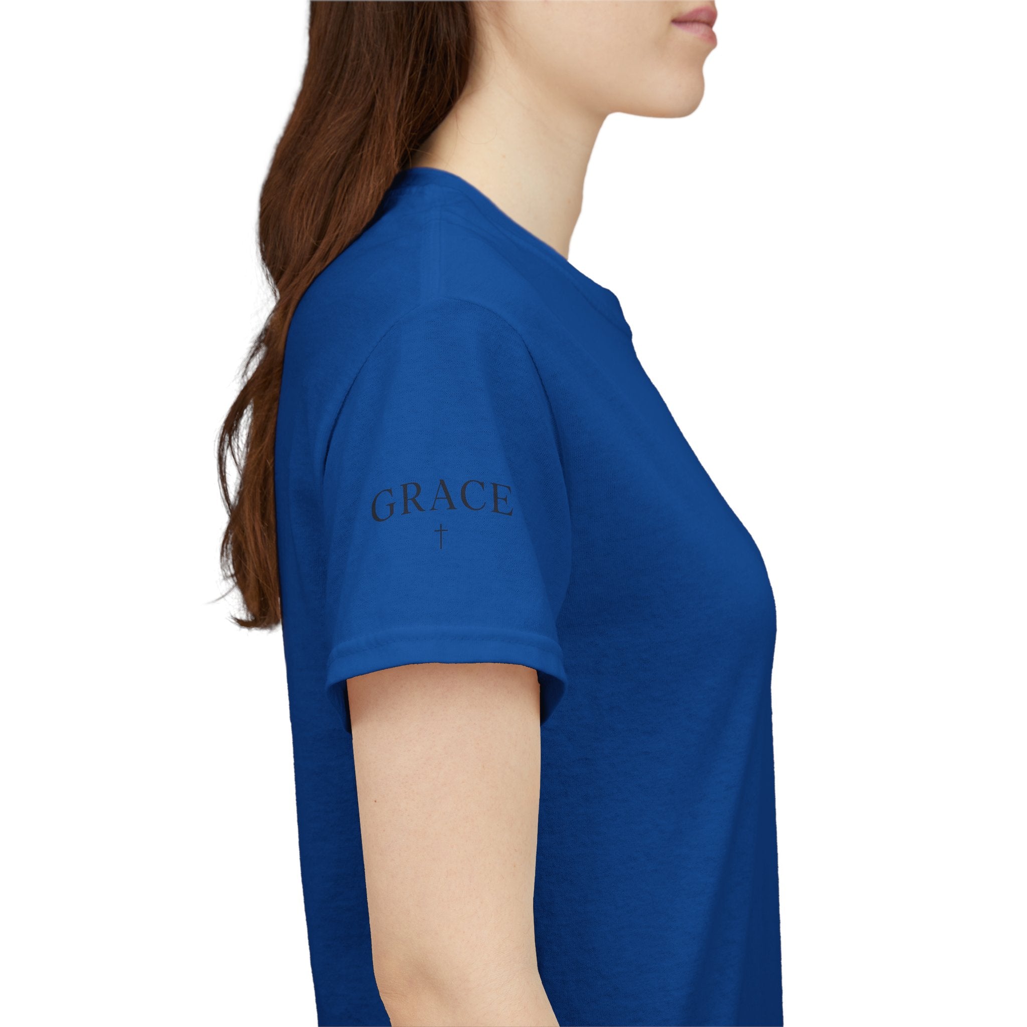 Grace Cross Sleeve Unisex Heavy Cotton T-Shirt | Christian Faith Apparel | Religious Graphic Tee