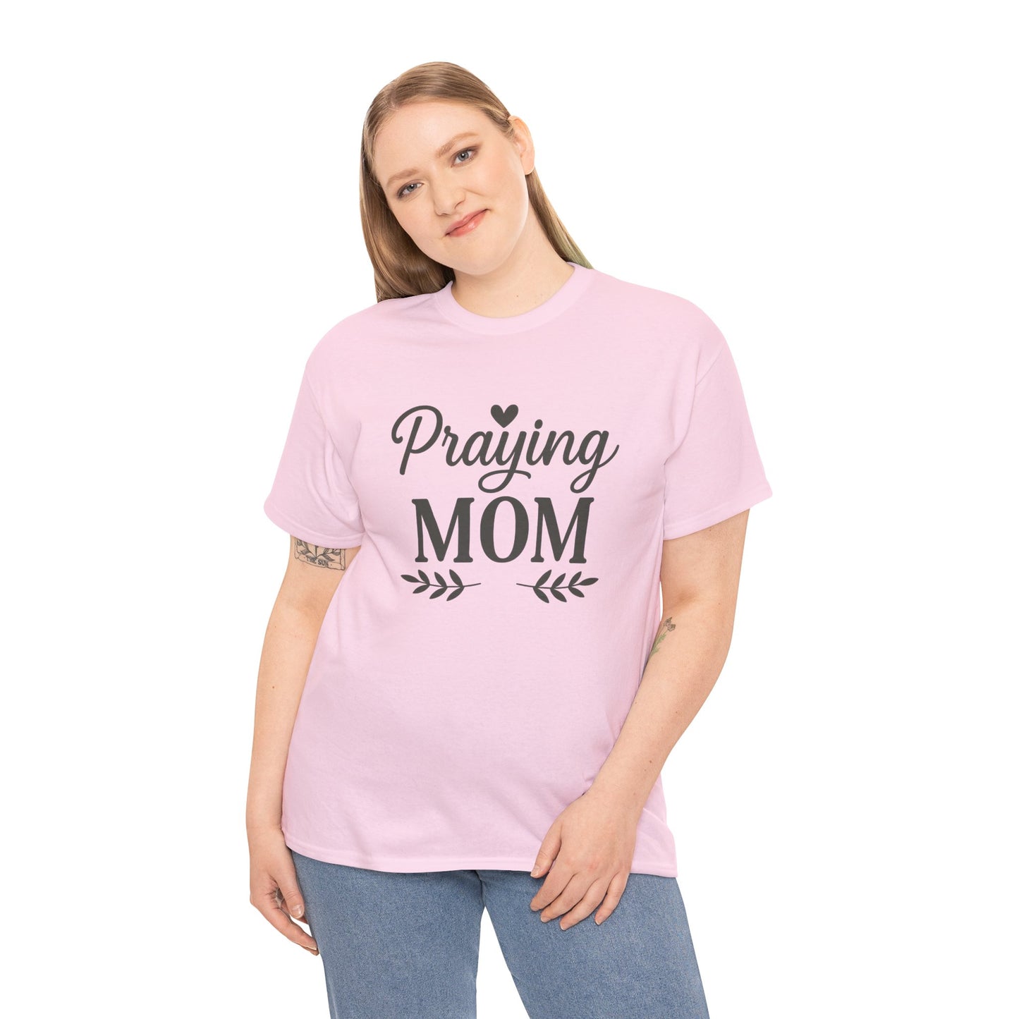 Praying Mom Unisex Heavy Cotton Tee – Christian Faith Shirt for Moms | Bold & Blessed Apparel