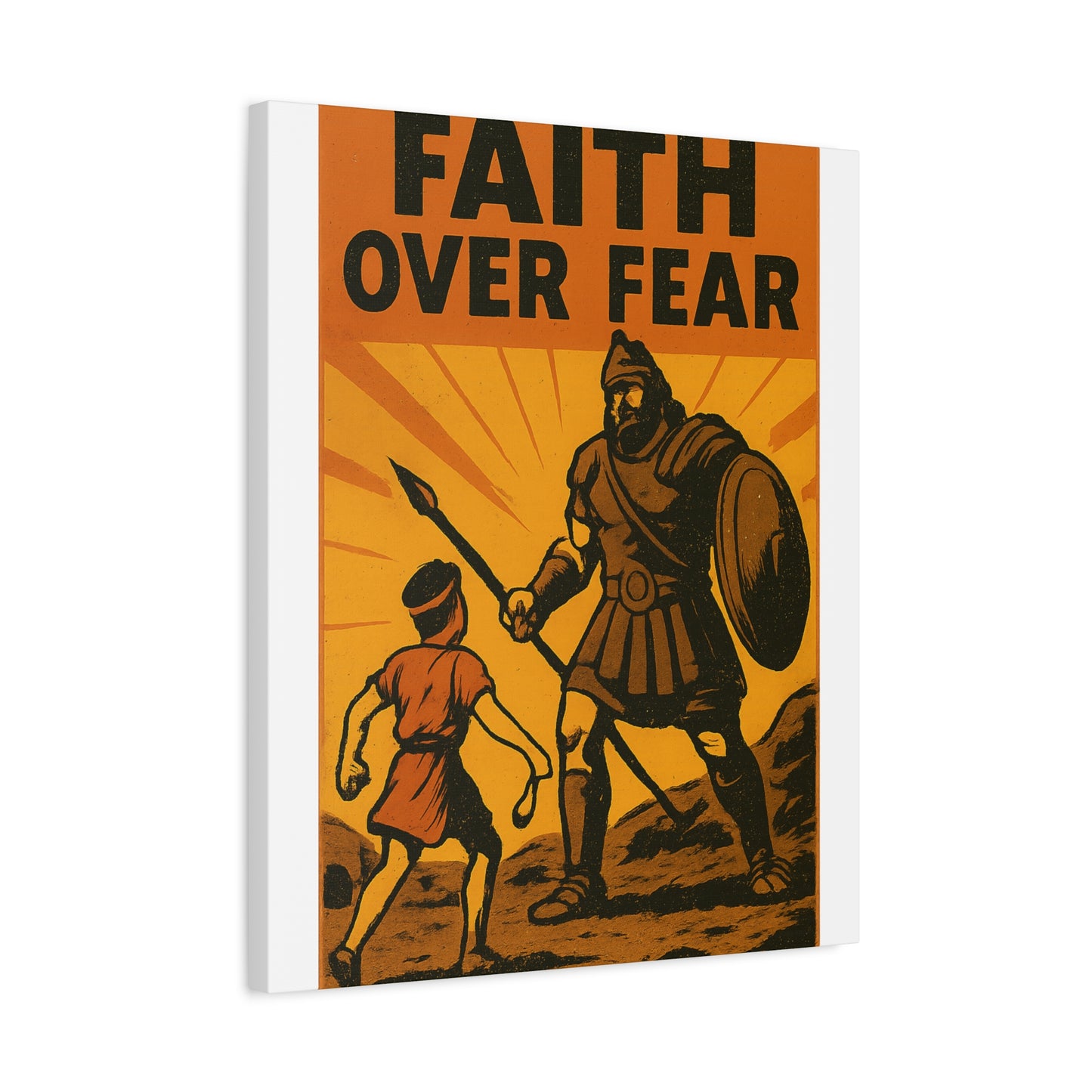David and Goliath Wall Art | Faith Over Fear Christian Poster.