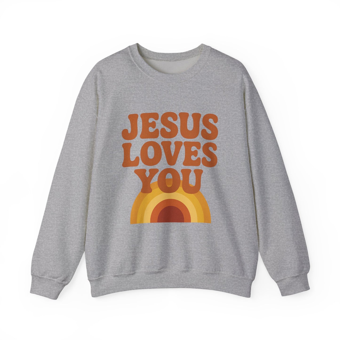 Retro Jesus Loves You Sweatshirt, Cozy Christian Apparel, Unisex Crewneck, Faith-Based Gift, Perfect for Church Events, Casual Wear