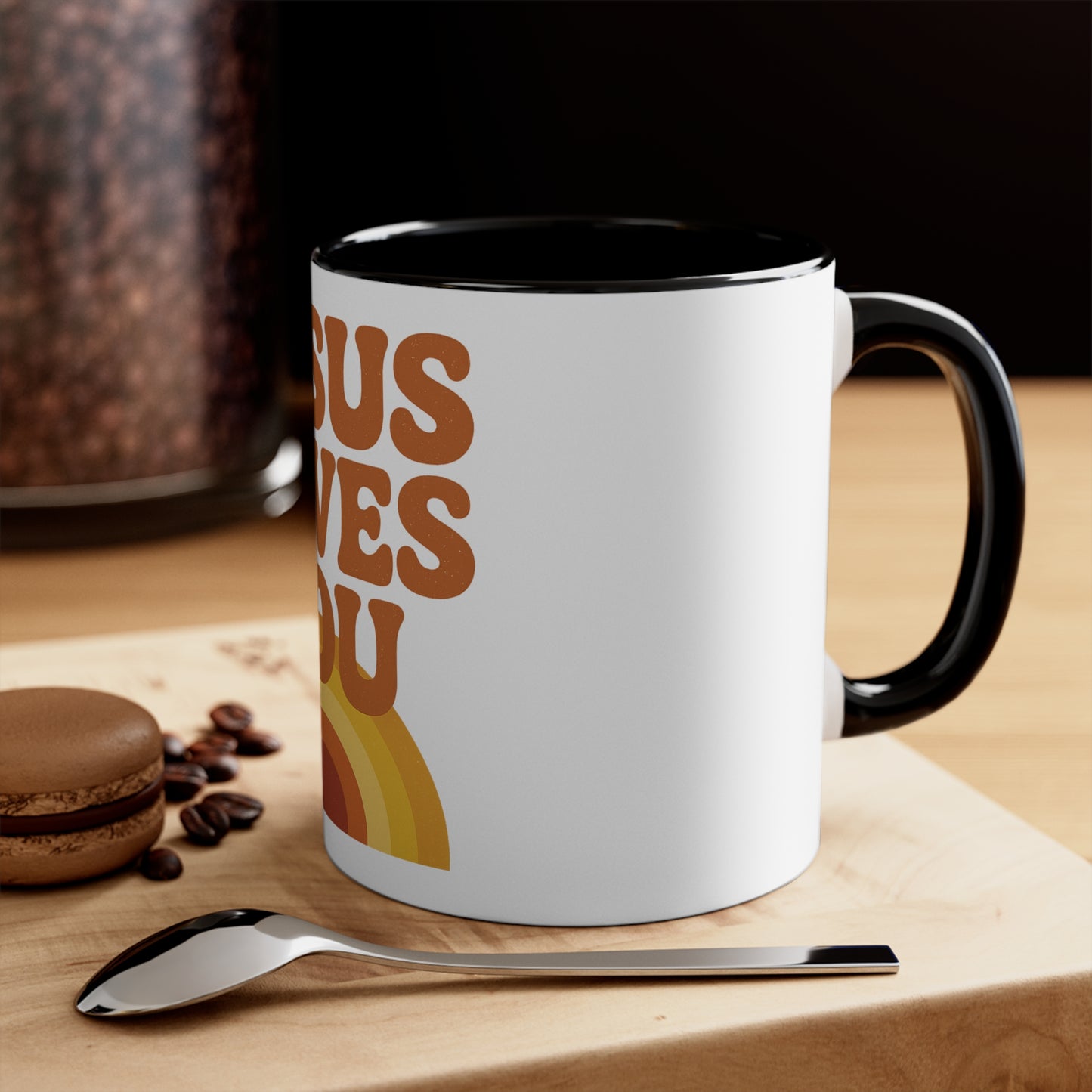 Retro Jesus Loves You Mug - Inspirational Coffee Cup, Gift for Friends, Faith-Based Decor, Christian Gifts, Pastel Pink Accent