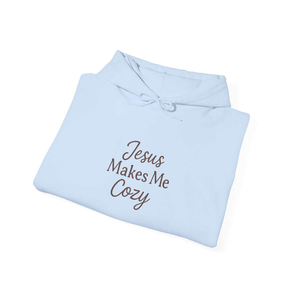 Jesus Makes Me Cozy Hooded Sweatshirt | Christian Faith Hoodie | Lexad Designs I Comfort Pullover