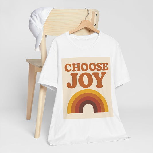 Retro Rainbow Choose Joy Tee, Unisex T-Shirt, Positive Vibes Shirt, Gift for Her, Summer Clothing, Joyful Apparel