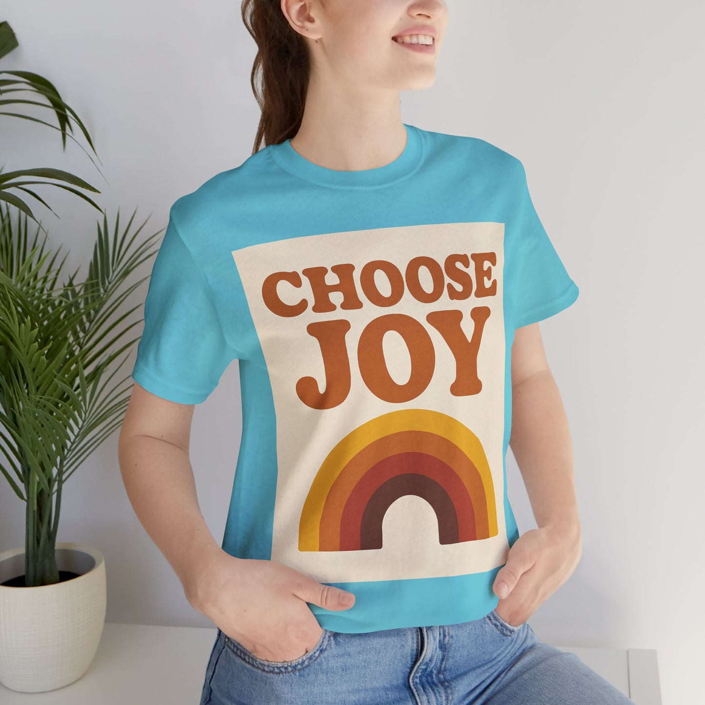 Retro Rainbow Choose Joy Tee, Unisex T-Shirt, Positive Vibes Shirt, Gift for Her, Summer Clothing, Joyful Apparel